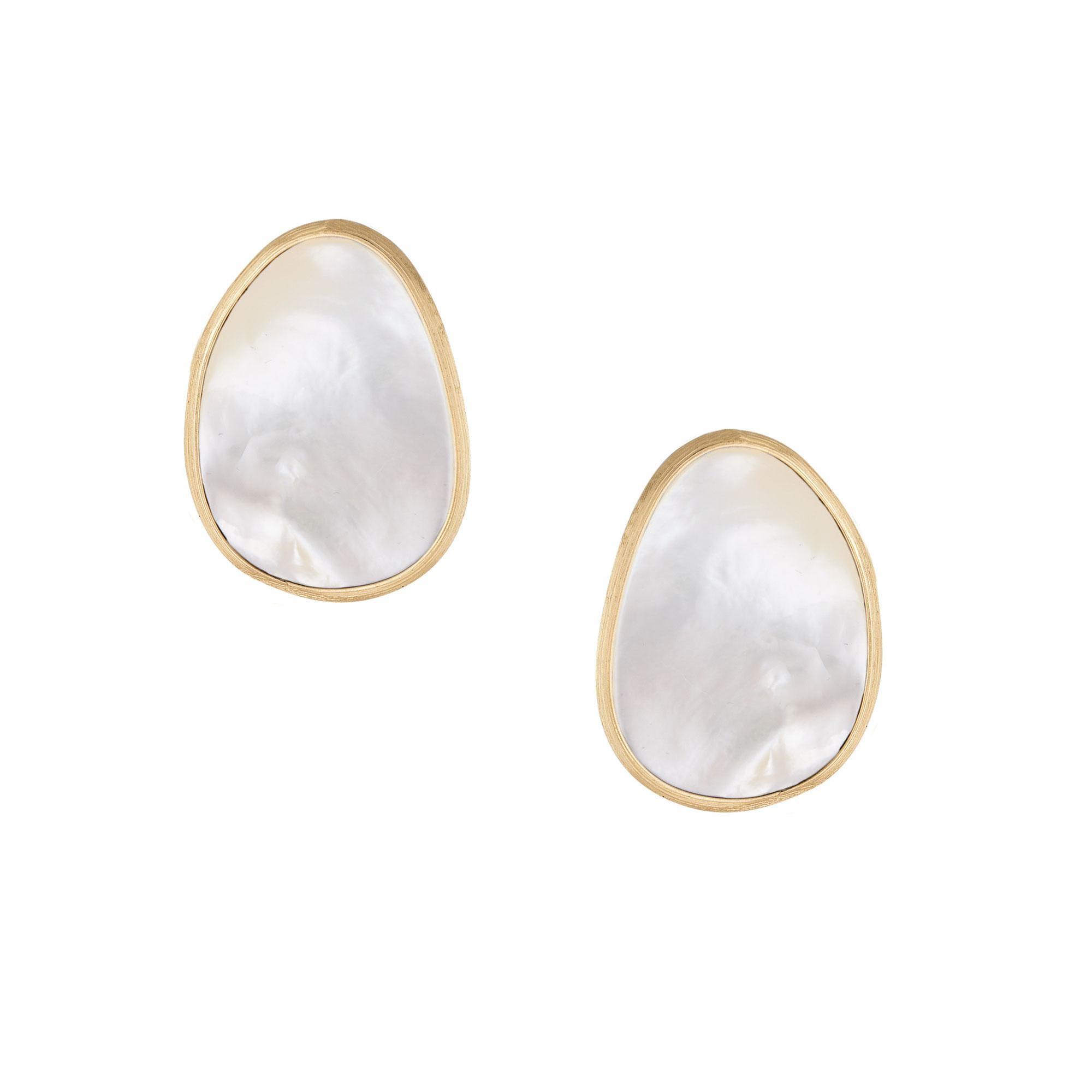 Marco Bicego Yellow Gold Mother-of-Pearl Stud Earrings | Lunaria Collection 8032762296201