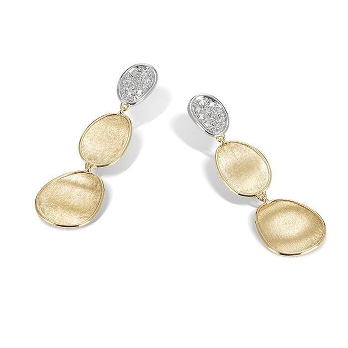 Marco Bicego Yellow Gold and 1/5ctw Diamond Petite Triple Drop Earrings | Lunaria Collection 8032762379379