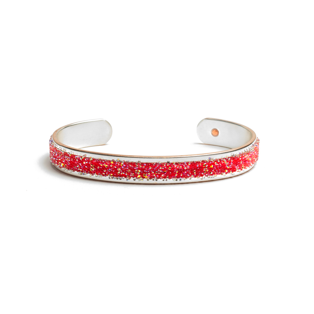 Metal Alchemist Red Crystal Silver Bonded Cuff Bracelet 810120623030