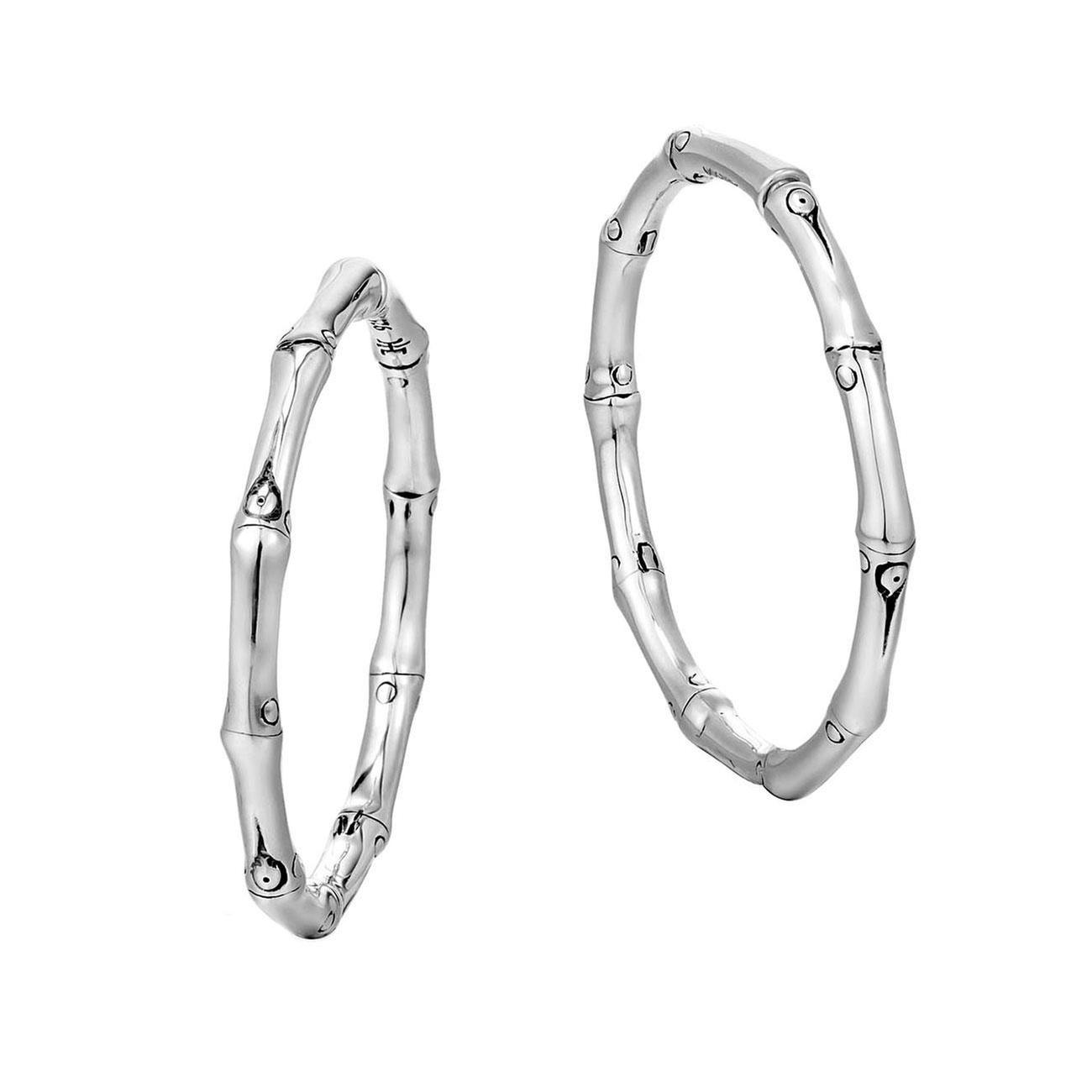 John Hardy Bamboo Medium Hoop Earrings in Sterling Silver 8254291650525