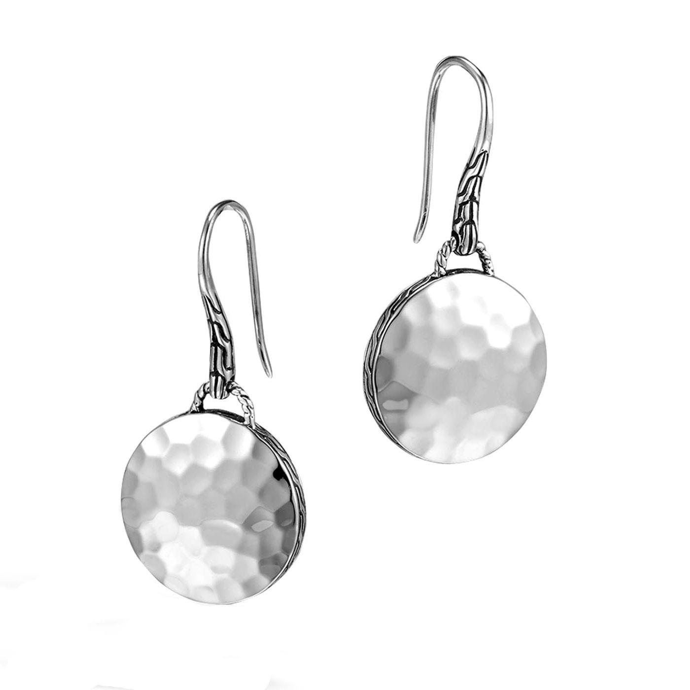 John Hardy Dot Round Drop Earrings in Hammered Sterling Silver 8254292148670