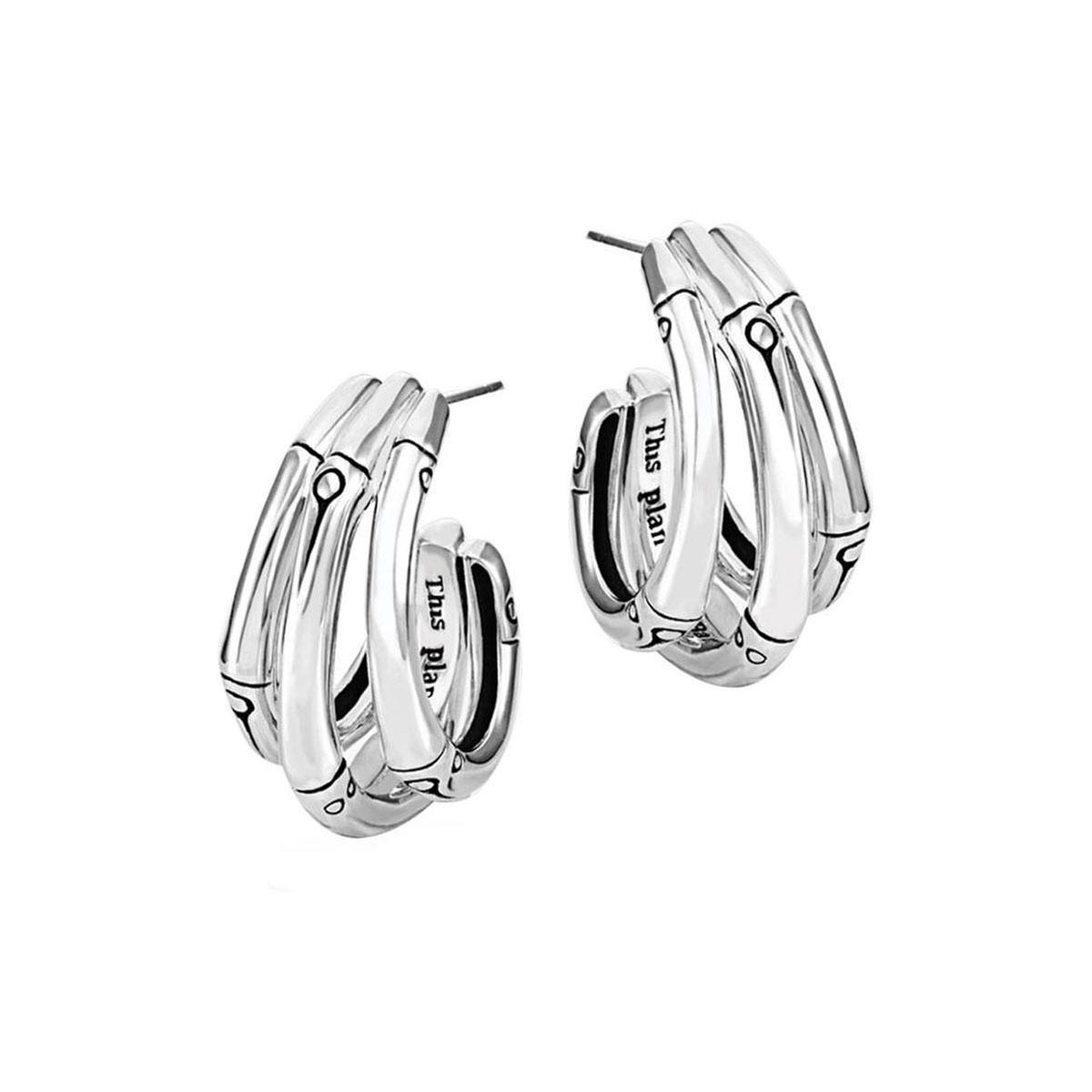 John Hardy Bamboo Small J Hoop Earrings in Sterling Silver 8254292167855