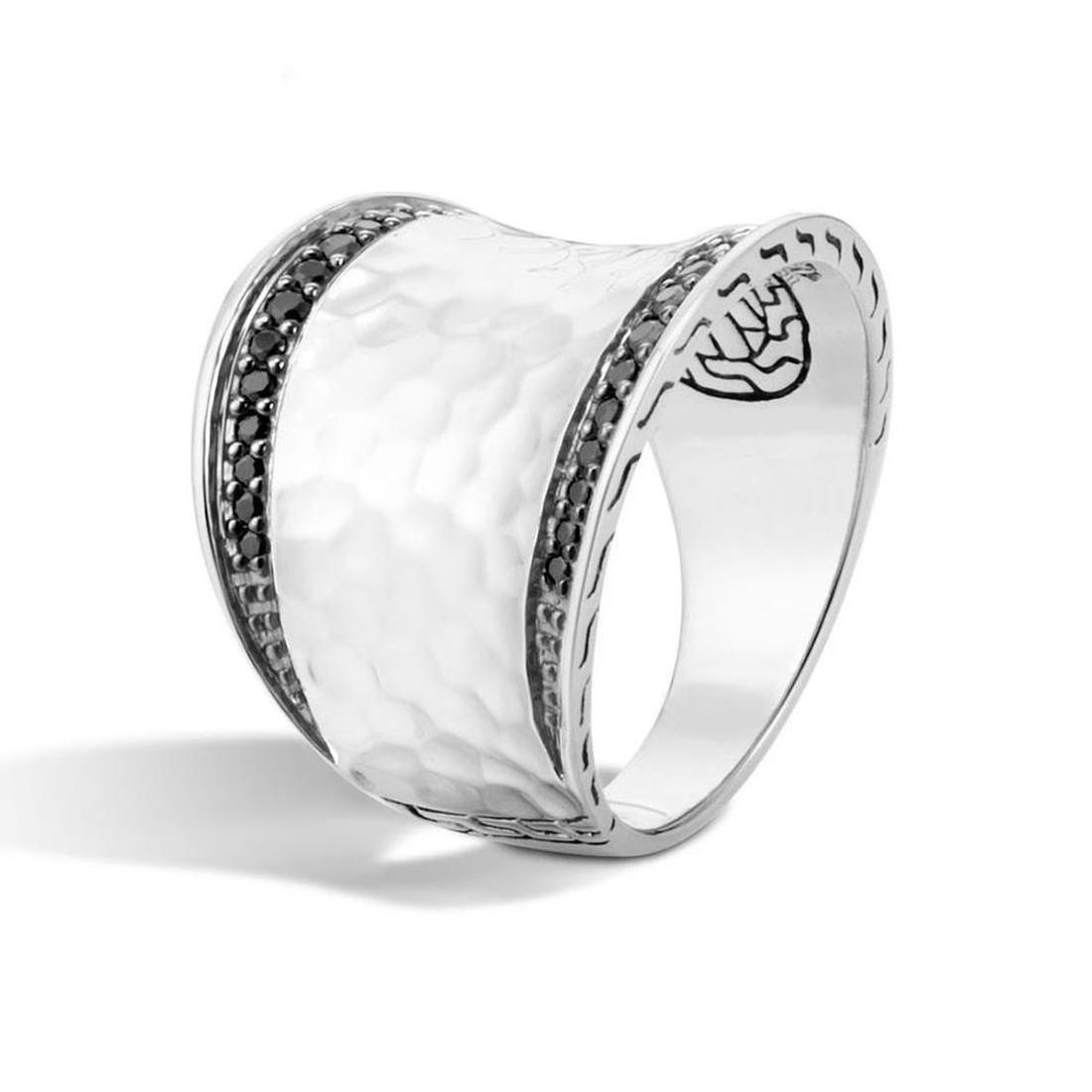 John Hardy Classic Chain Hammered Black Sapphire Saddle Ring - Size 7 8254292240176
