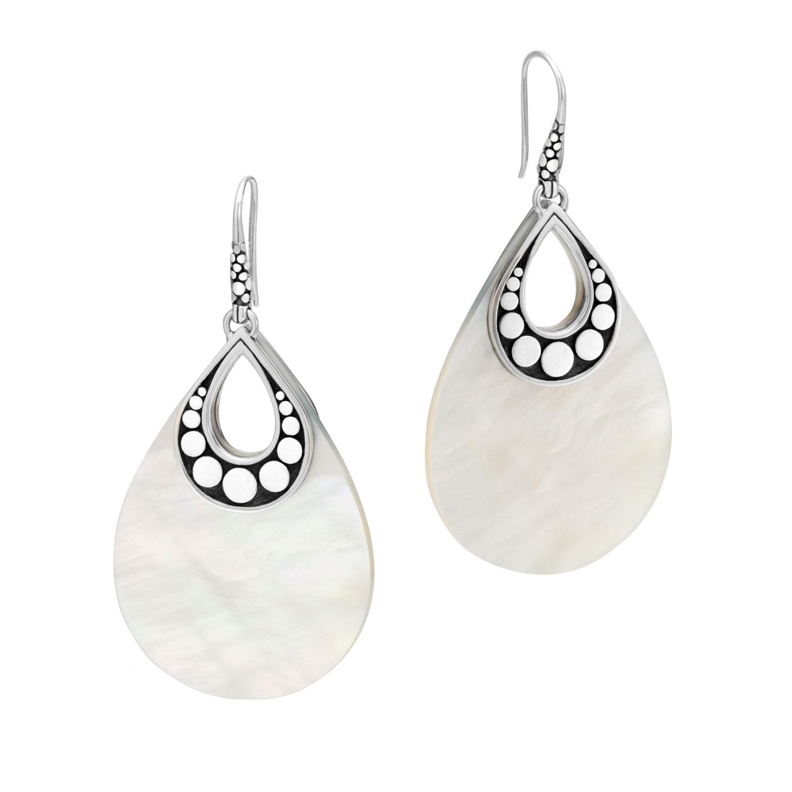 John Hardy Dot Drop Earrings in Sterling Silver with Mother of Pearl 8254292249865