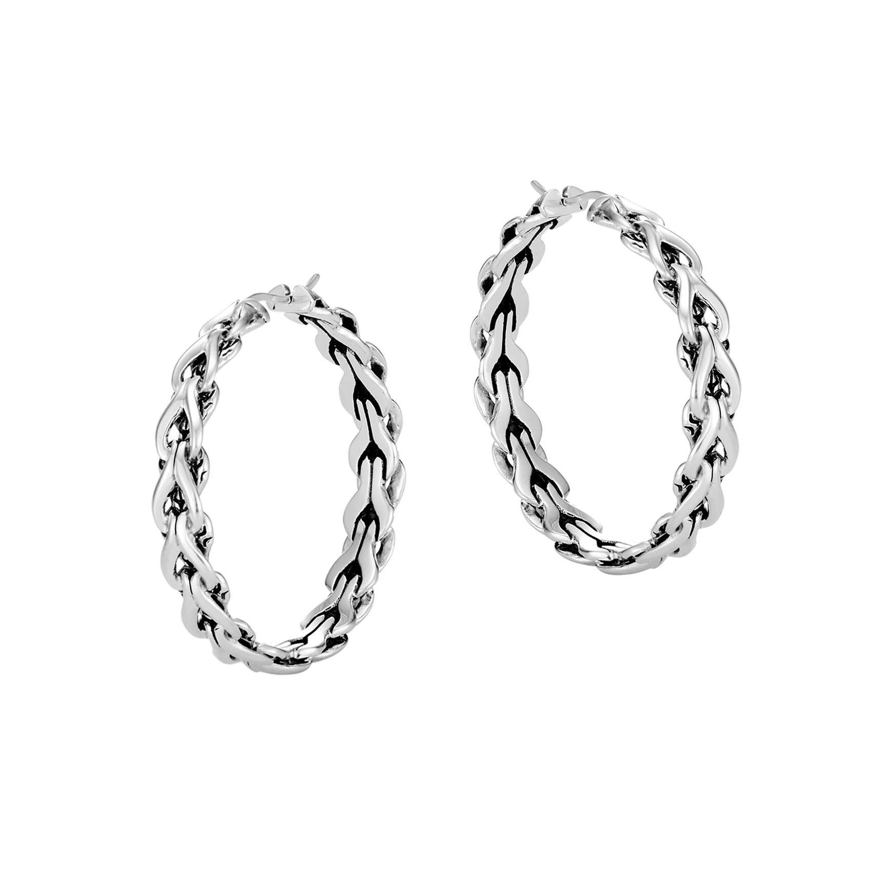 John Hardy Classic Chain Link Medium Hoop Earrings 8254292391625