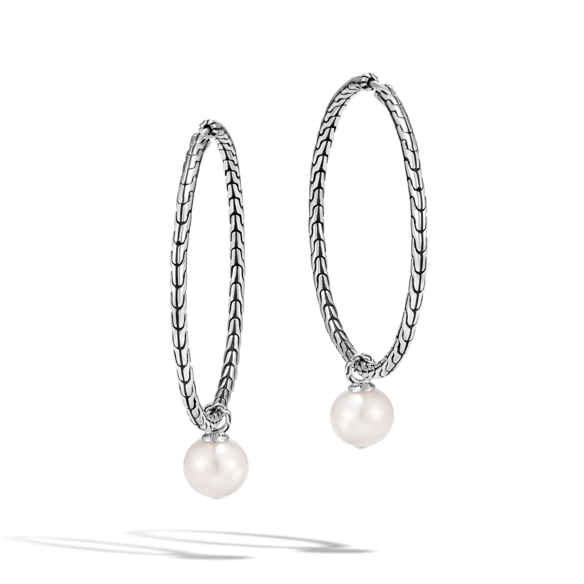 John Hardy Classic Chain Freshwater Cultured Pearl Hoop Earrings 8254292415277