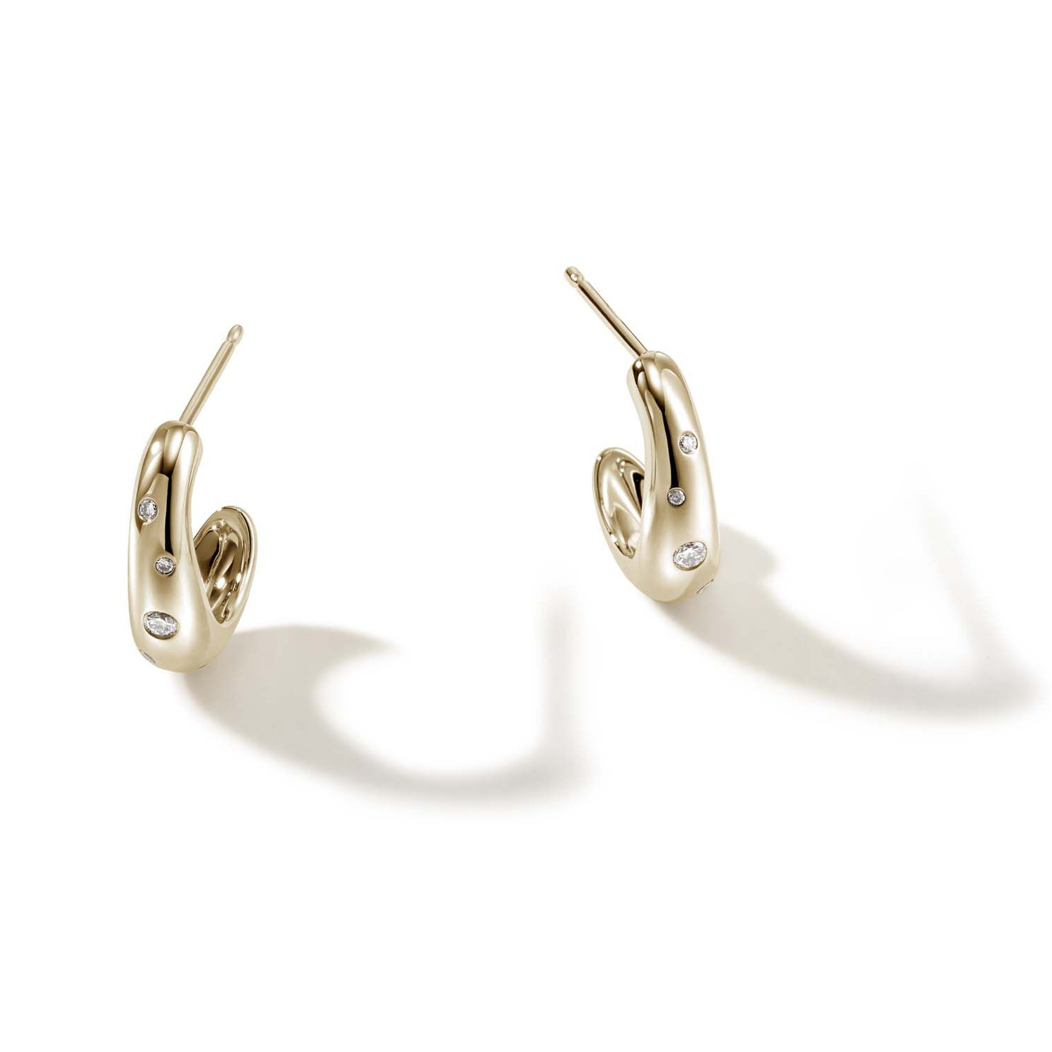 John Hardy Surf 1/8ctw Diamond Yellow Gold Small J Hoop Earrings 8254292486826