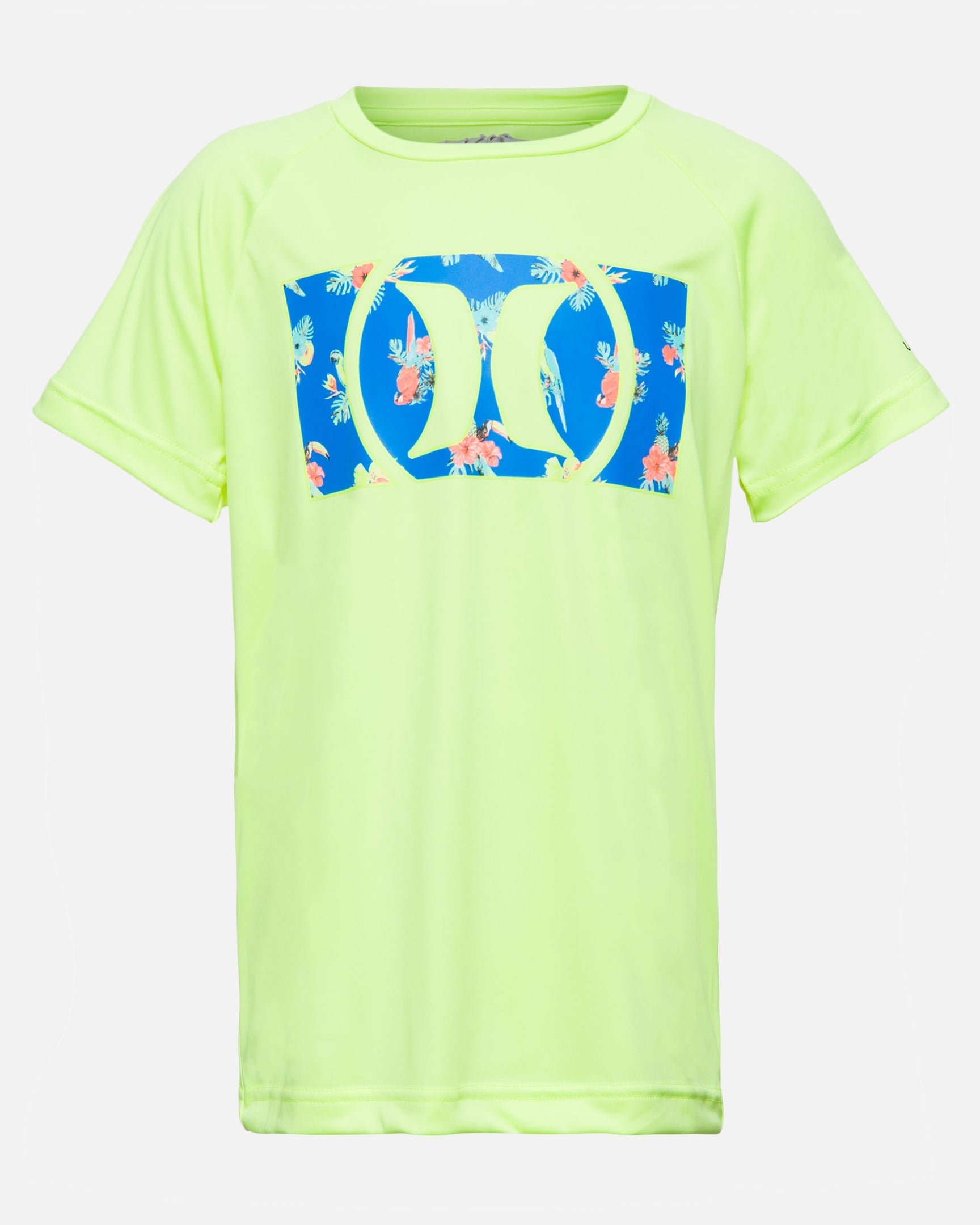 Boys' H2O-Dri Print Fill Short Sleeve Rashguard in Volt, Size 7 825663024350