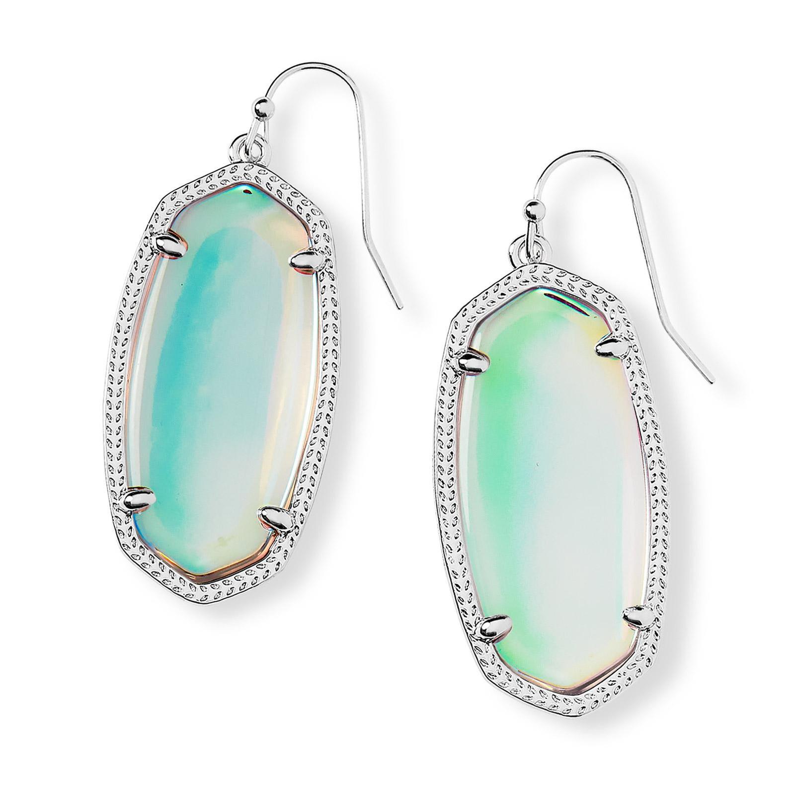Kendra Scott Elle Earrings in Dichroic Glass, Rhodium Plated 842177011553