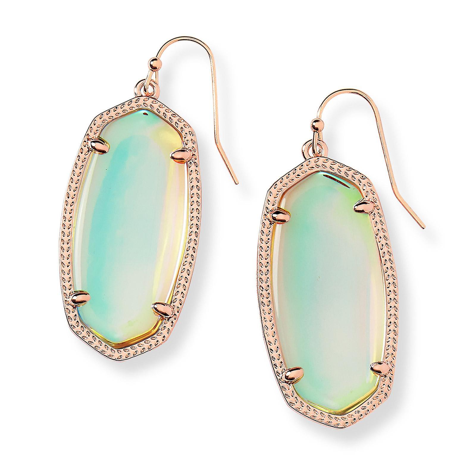 Kendra Scott Elle Earrings in Dichroic Glass, Rose Gold-Plated 842177011560