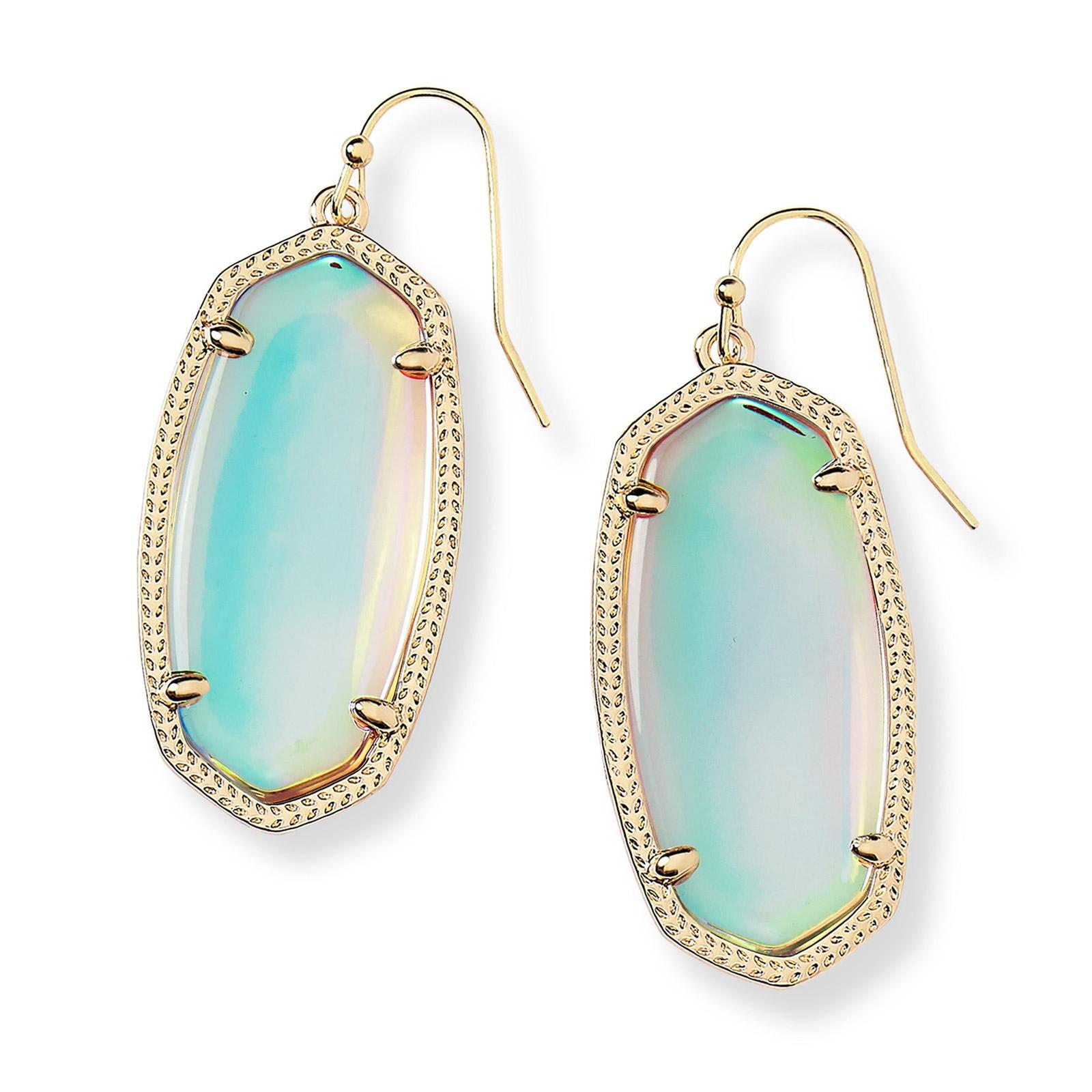 Kendra Scott Elle Earrings in Dichroic Glass, Gold-Plated 842177011713
