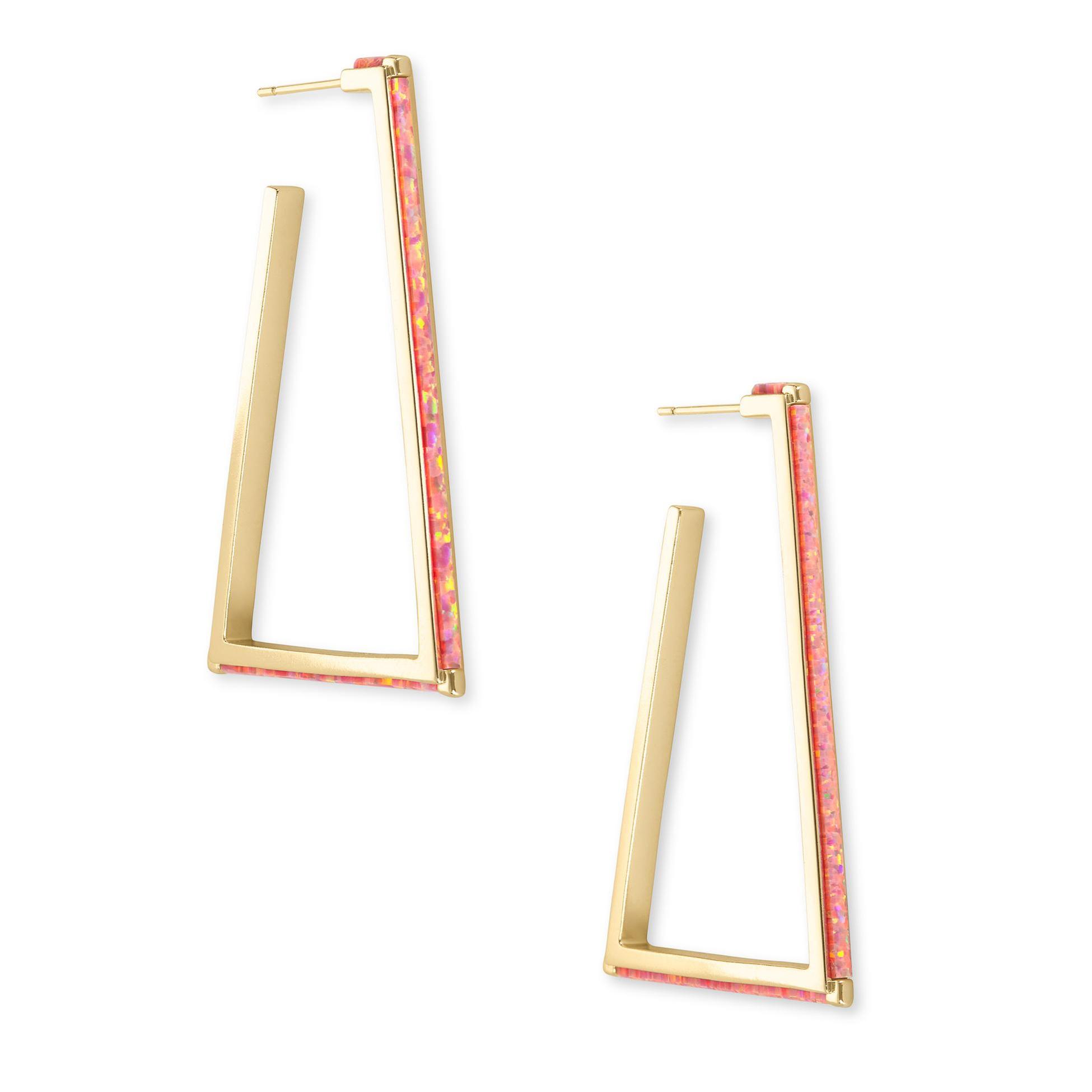 Kendra Scott Easton Hoop Earrings in Coral Kyocera Simulated Opal 842177057155