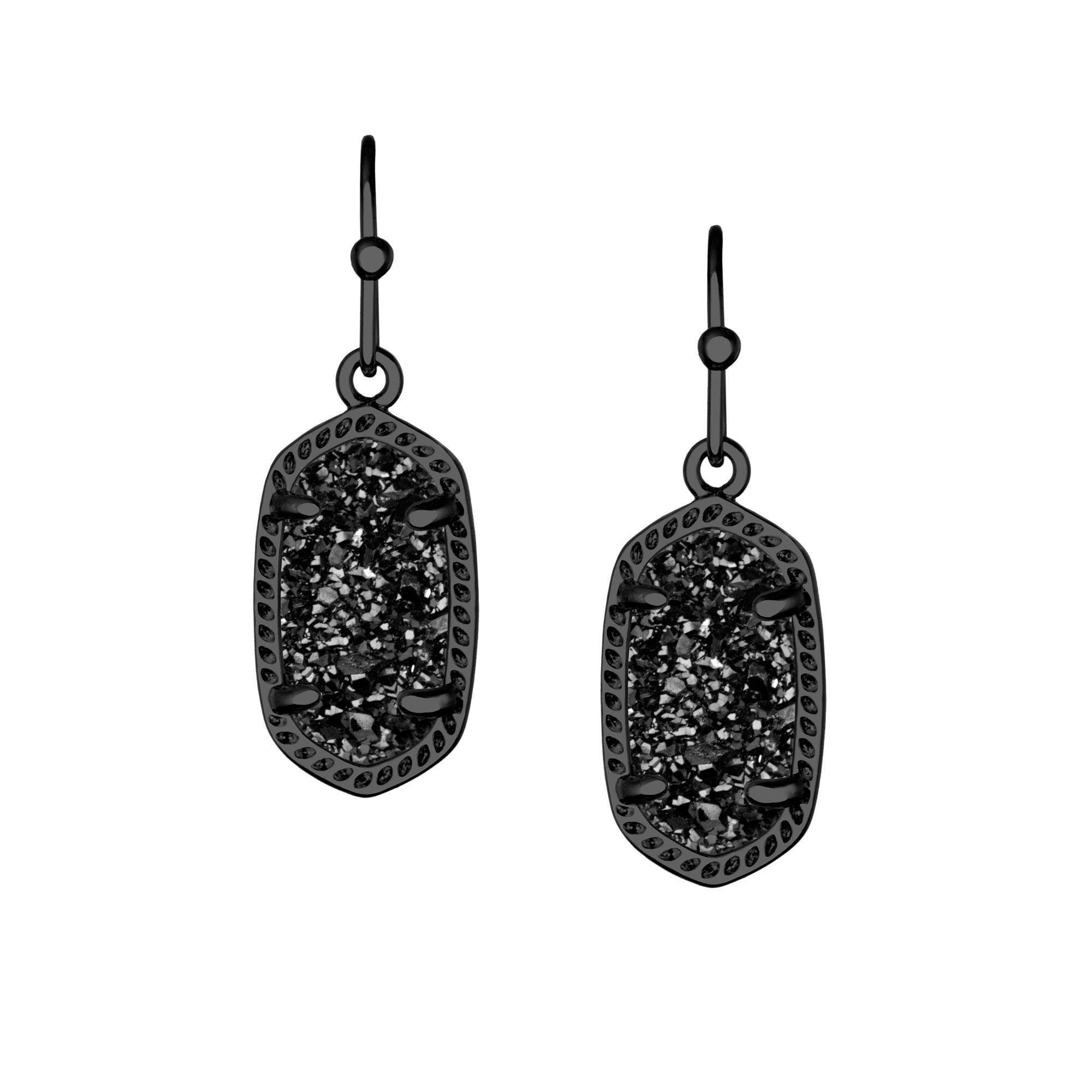 Kendra Scott Lee Earrings, Gunmetal Black Drusy 842177127957