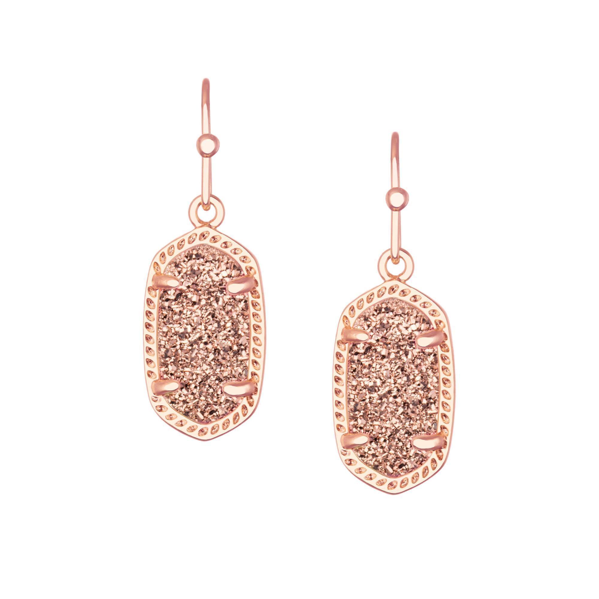 Kendra Scott Lee Earrings, Rose Gold Tone Drusy 842177127964