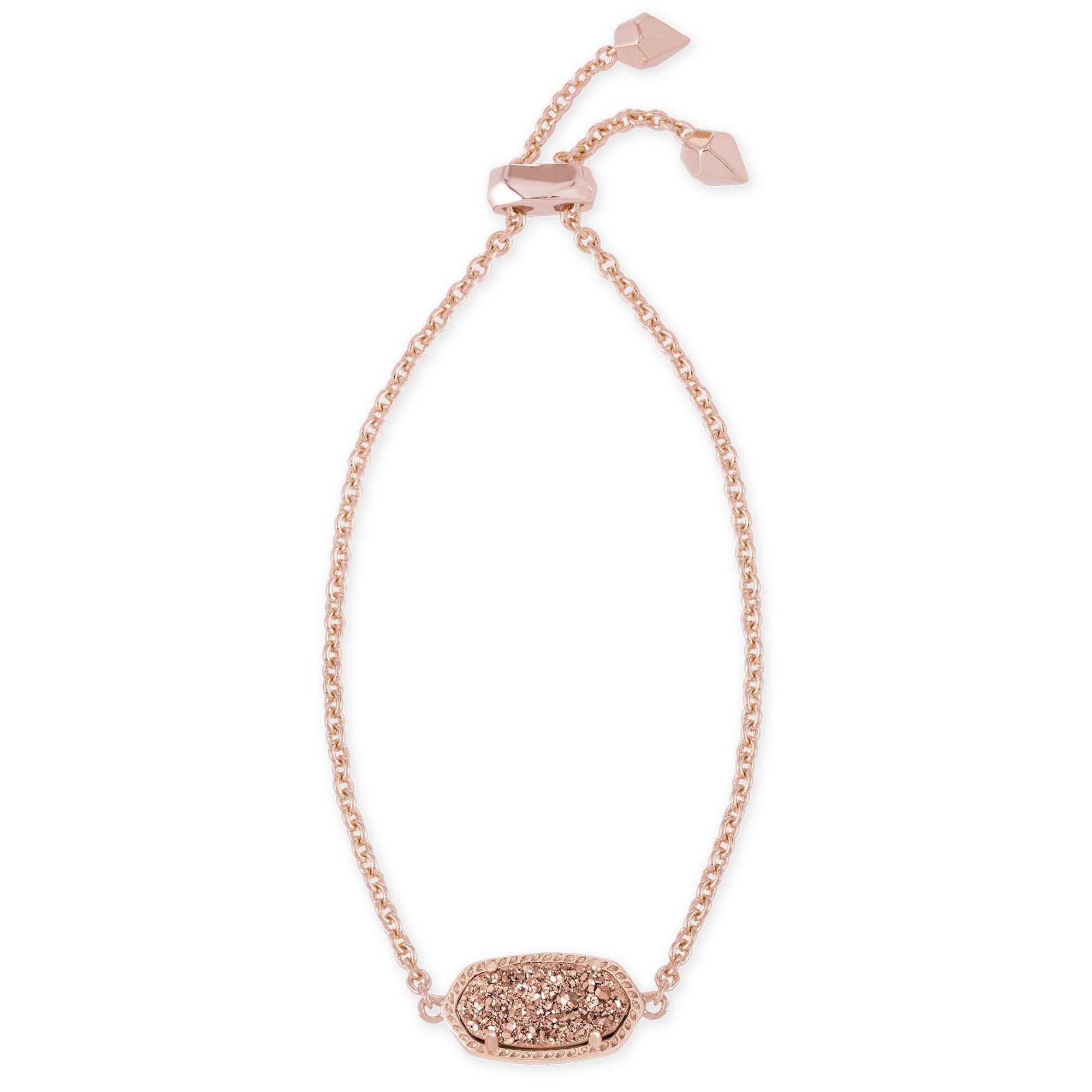 Kendra Scott Elaina Adjustable Chain Bracelet in Rose Gold Tone Drusy 842177145289