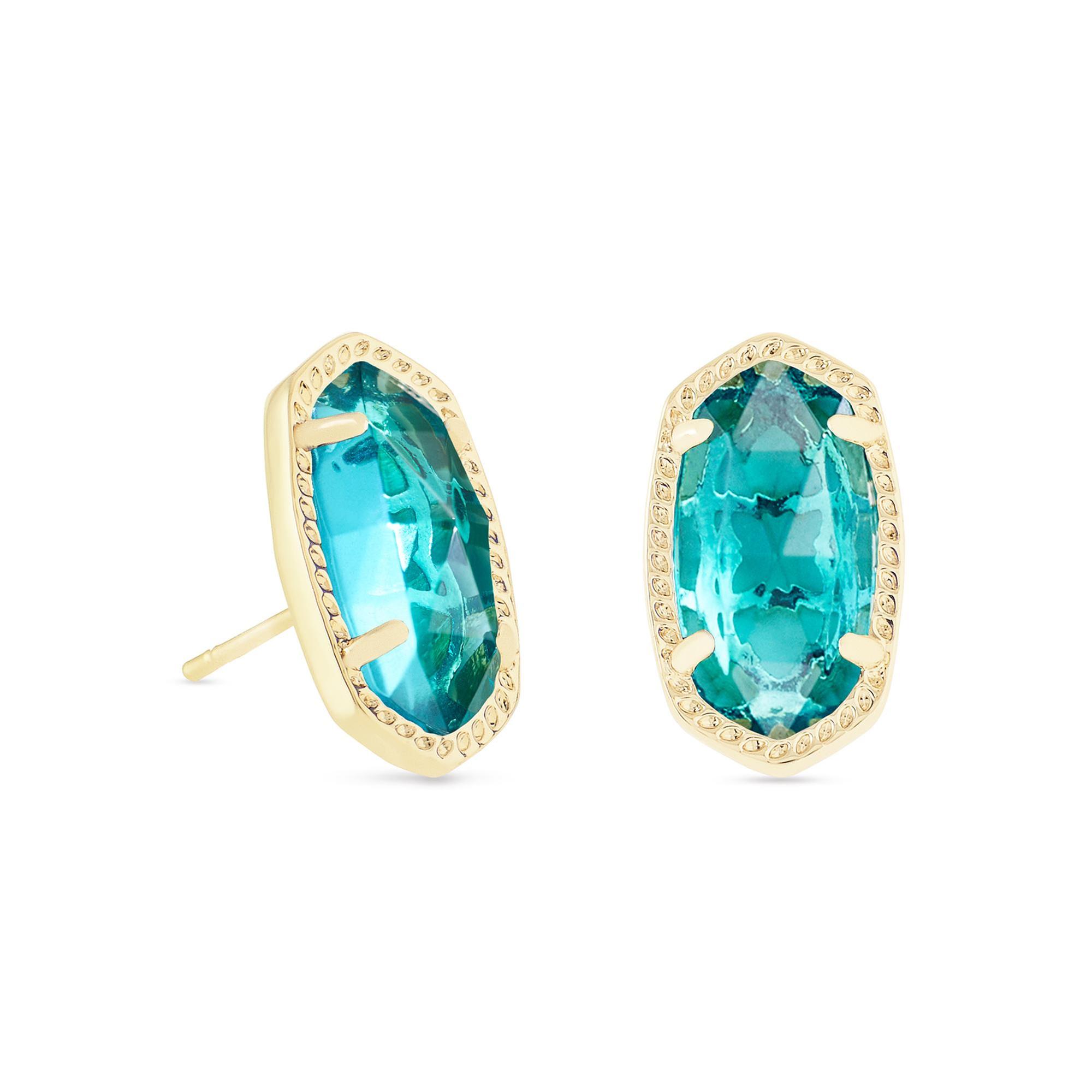 Kendra Scott Ellie Earrings in London Blue, Gold Plated 842177153833
