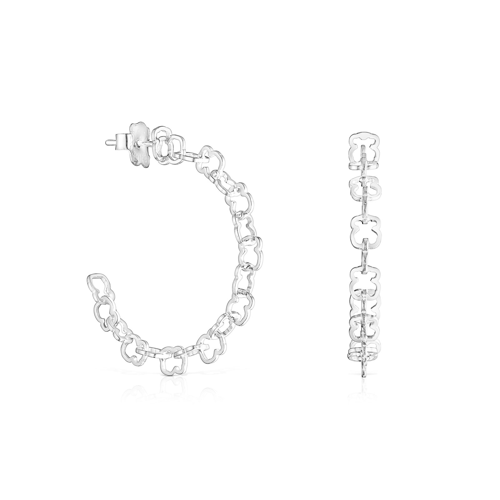 TOUS Sterling Silver Carrusel X-Large Bear-Motif Hoop Earrings 8445141158012