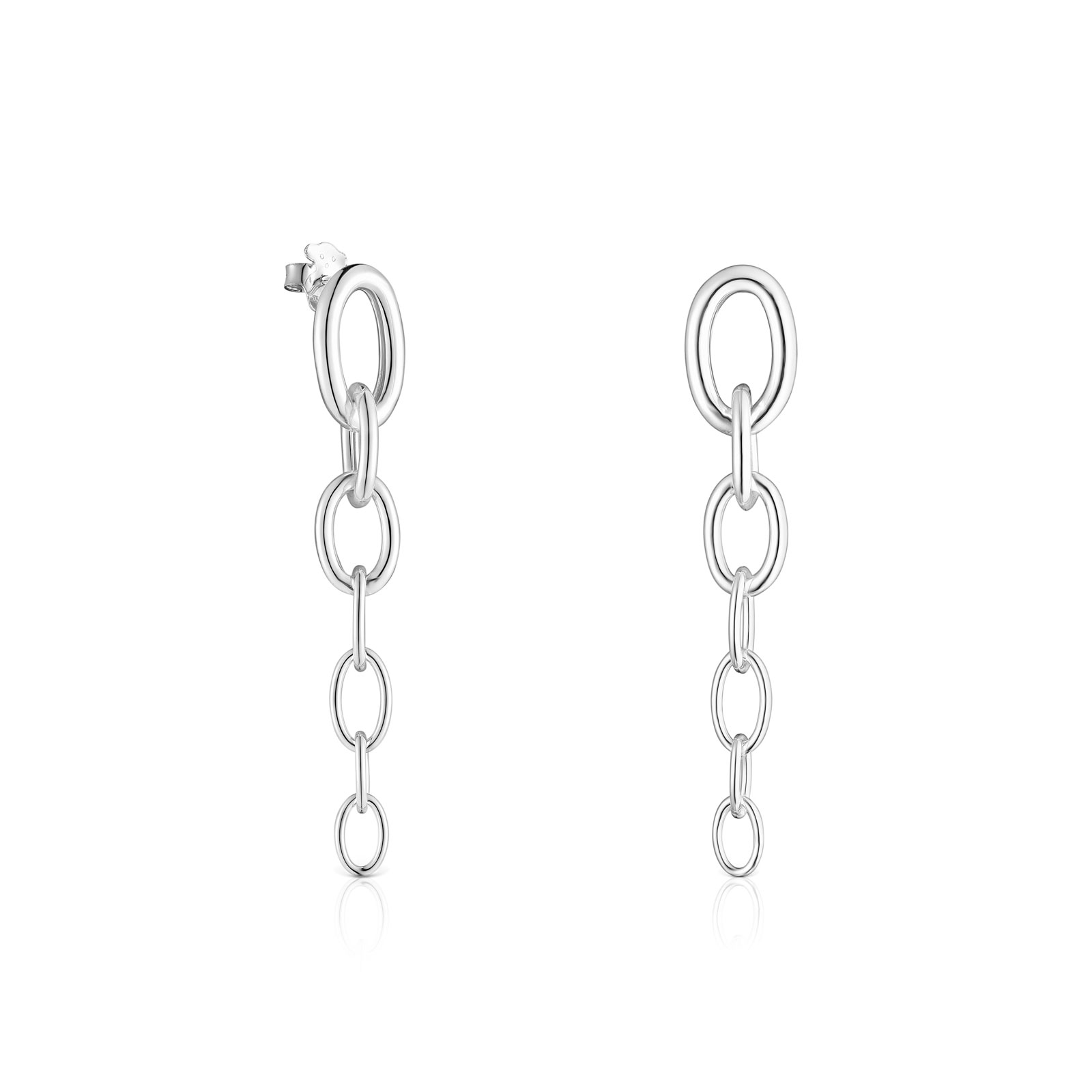 TOUS Calin Sterling Silver Long Rings Drop Earrings 8445141158777