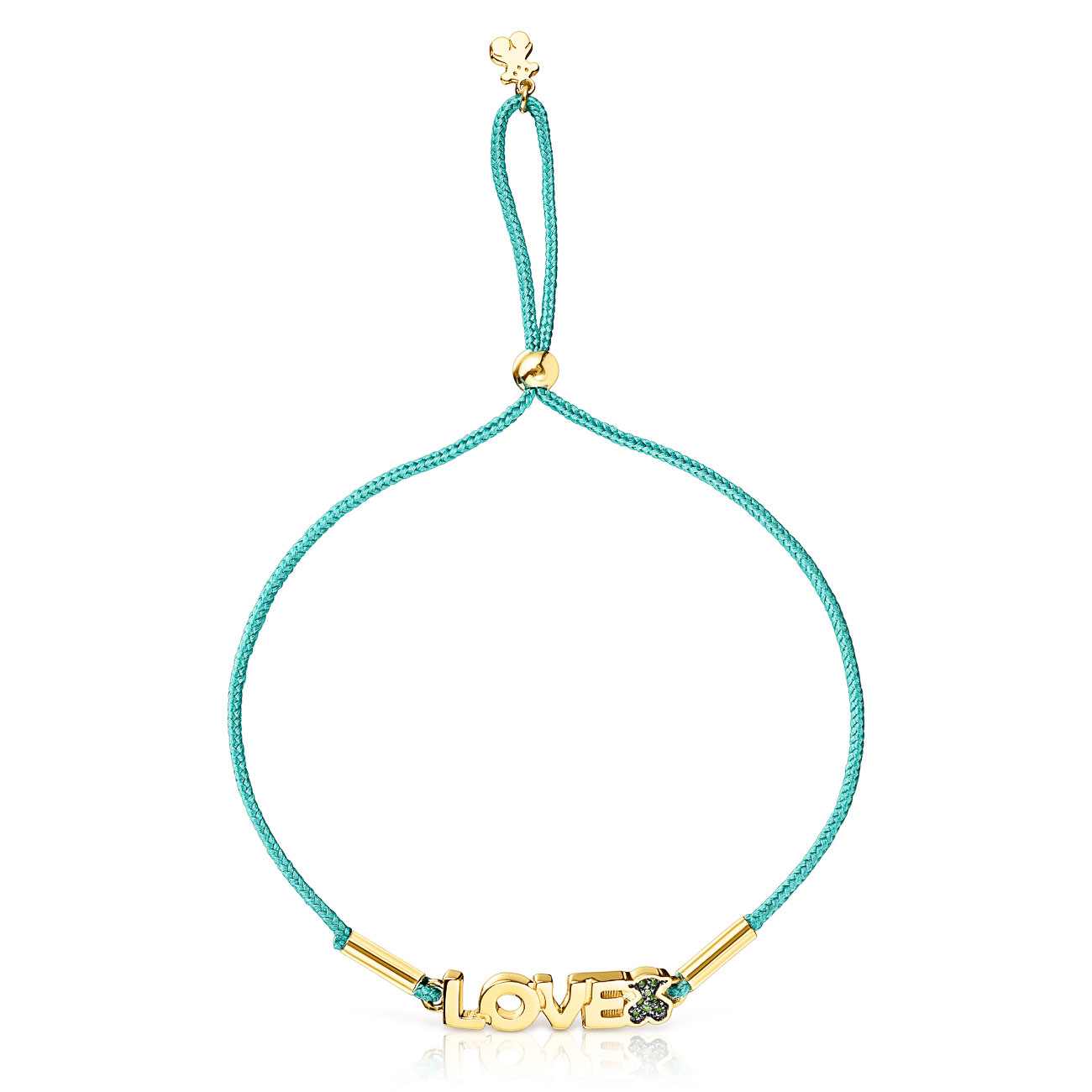 TOUS Crossword Yellow Gold-Plated and Chrome Diopside Love Bracelet 8445141162620