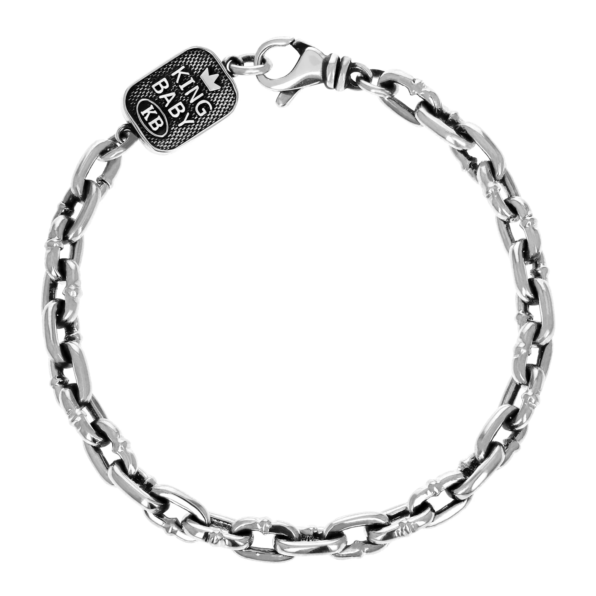 King Baby Sterling Silver Boat Link Chain Bracelet | 6mm | 8.75 Inches 846886024569