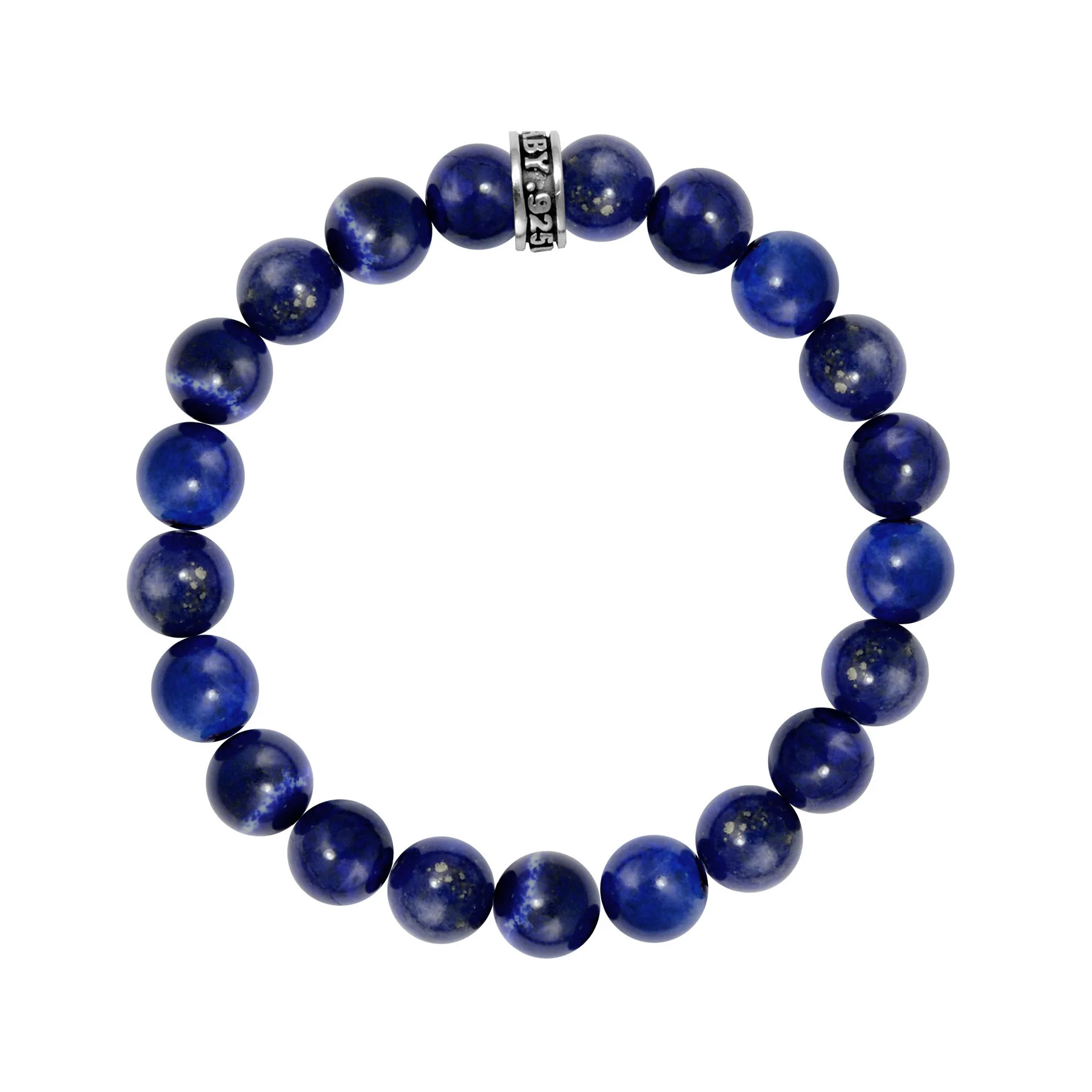 King Baby Lapis and Sterling Silver Logo Ring Beaded Bracelet | 10mm | 8.75 Inches 846886089735