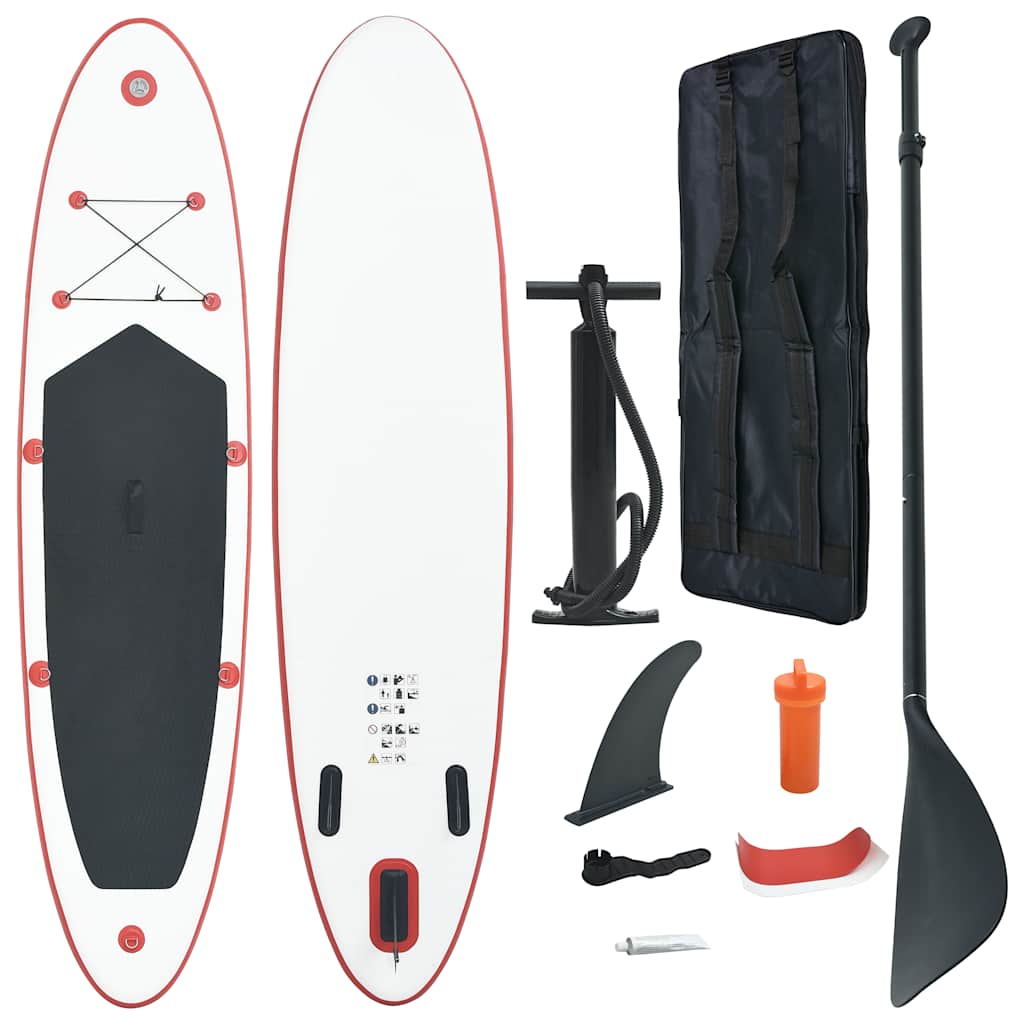 vidaXL Inflatable Stand Up Paddleboard Set Red and White 8718475697992