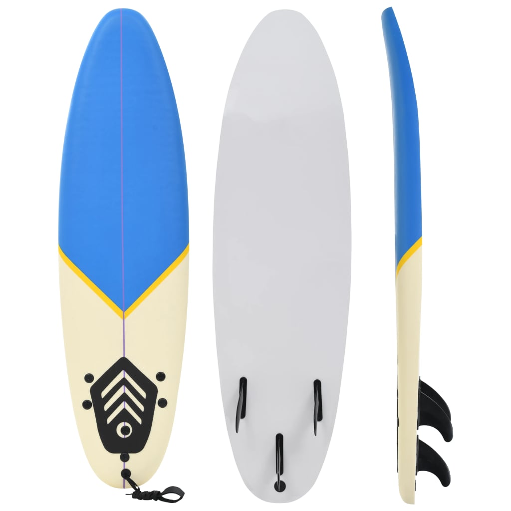 vidaXL Surfboard 66.9" Blue and Cream 8718475704065