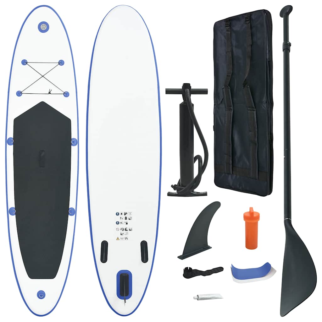 vidaXL Stand Up Paddle Board Set SUP Surfboard Inflatable Blue and White 8719883769721