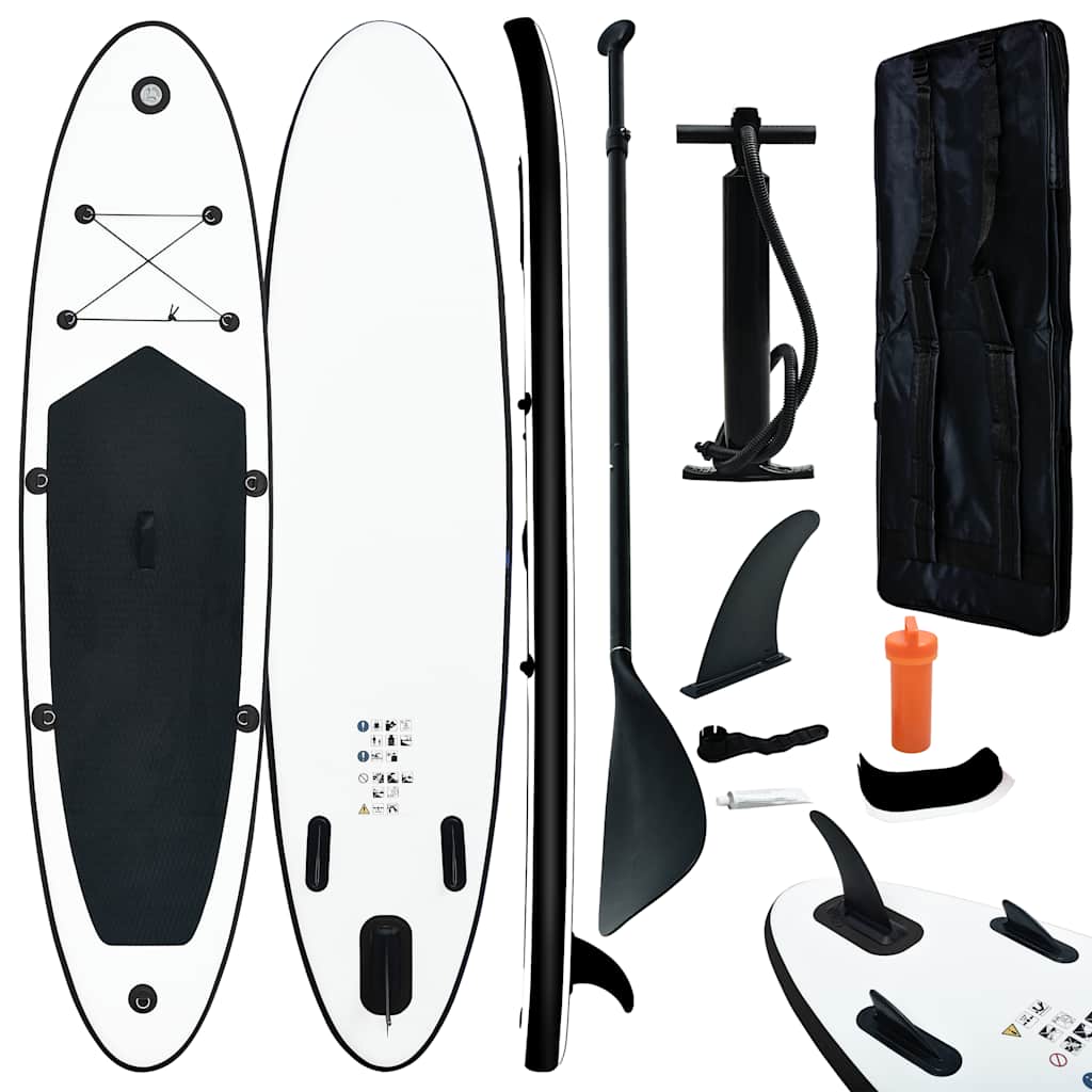 vidaXL Inflatable Stand Up Paddleboard Set Black and White 8720286087886
