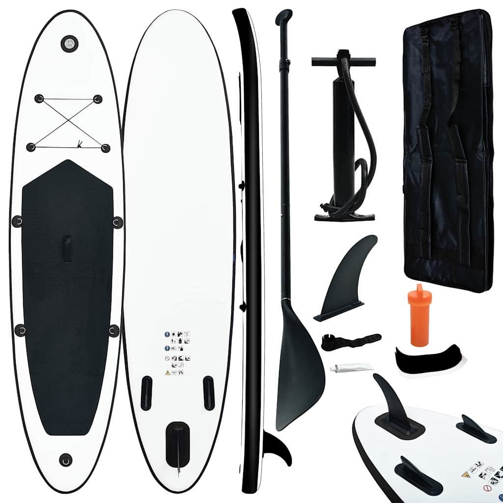 vidaXL Inflatable Stand Up Paddleboard Set Black and White 8720286087893