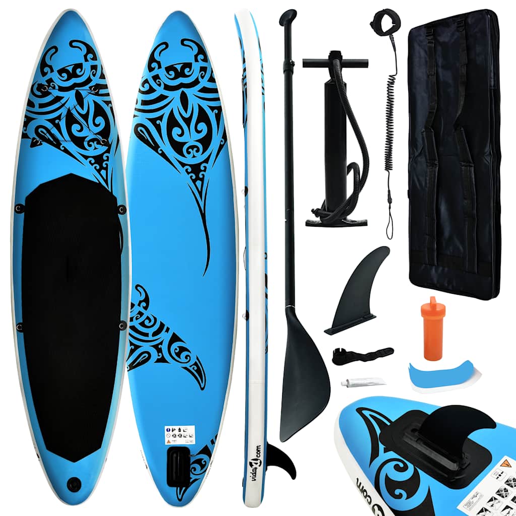 vidaXL Inflatable Stand Up Paddleboard Set 120.1"x29.9"x5.9" Blue 8720286087985