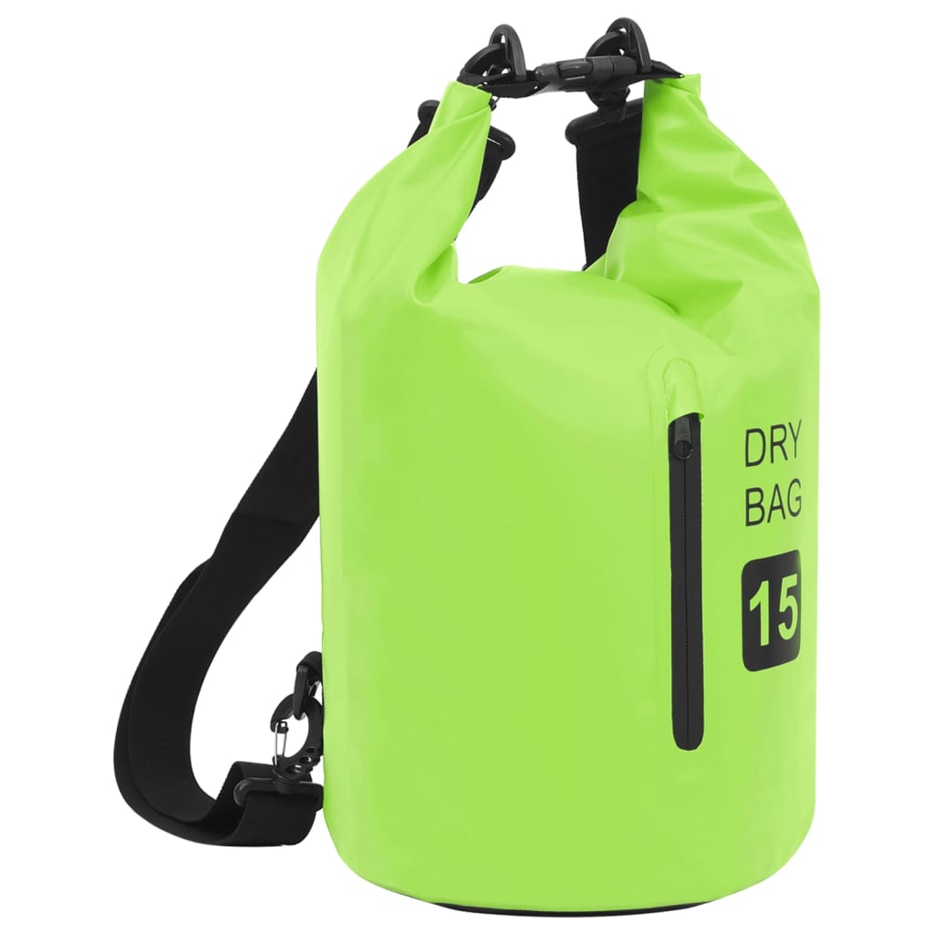 vidaXL Dry Bag with Zipper Green 4 gal PVC 8720286088371