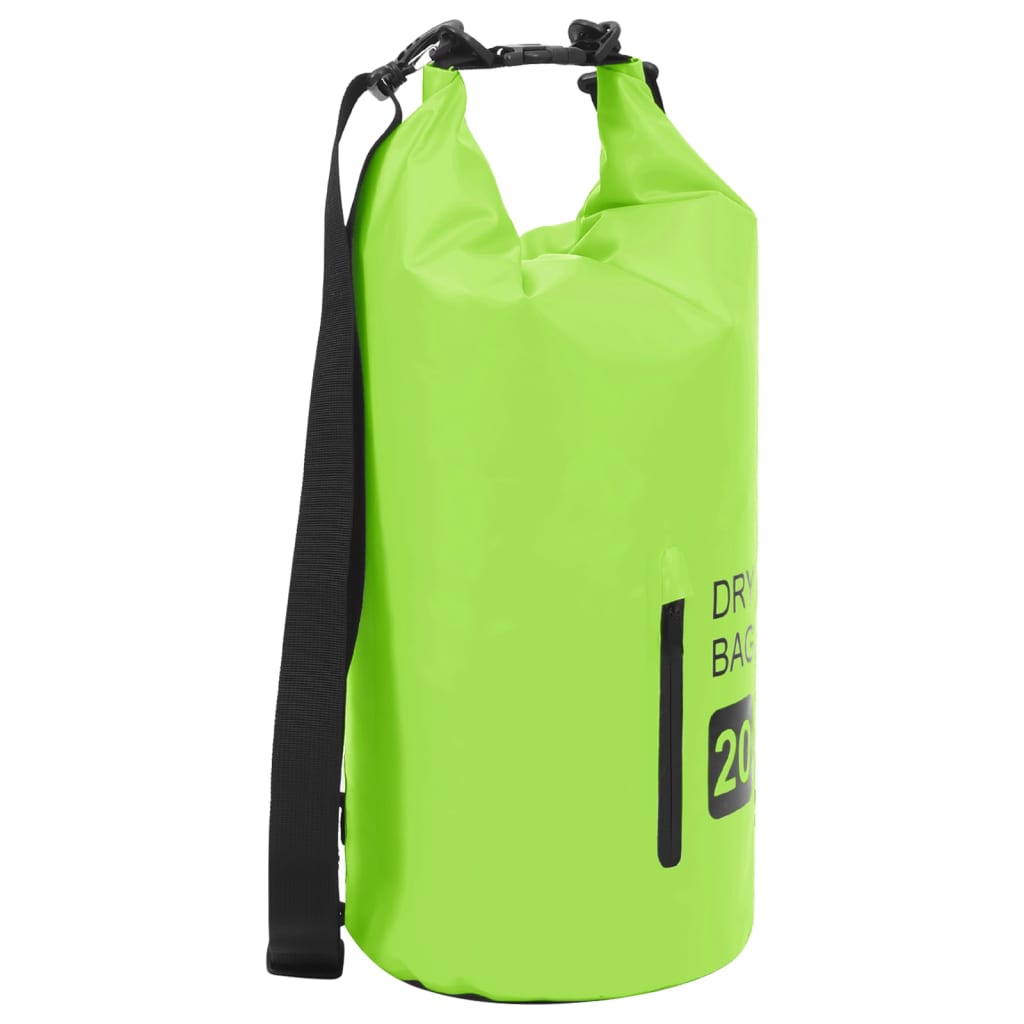vidaXL Dry Bag with Zipper Green 5.3 gal PVC 8720286088388