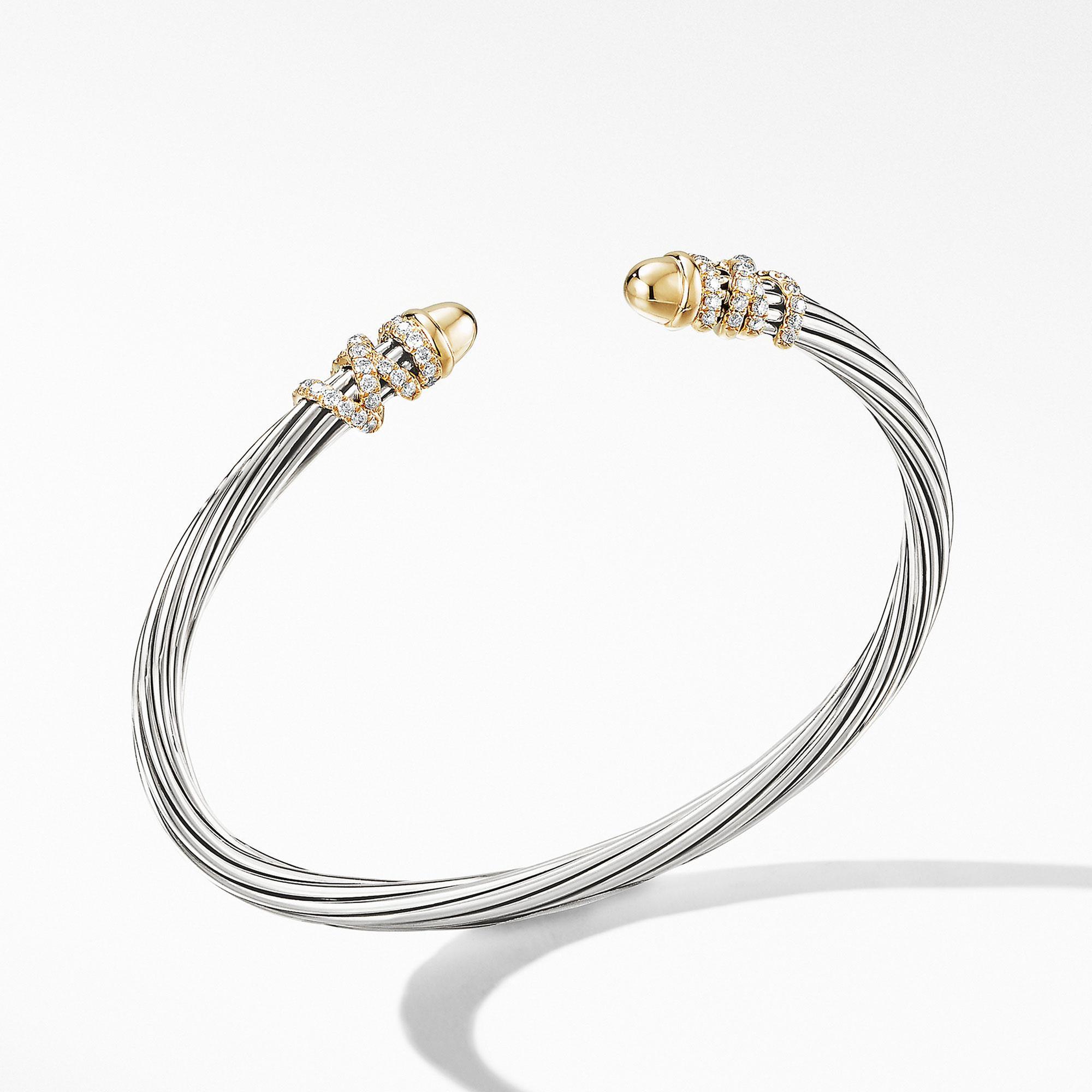 David Yurman Helena Bracelet with Gold Dome and Diamonds, 4mm 883932955194