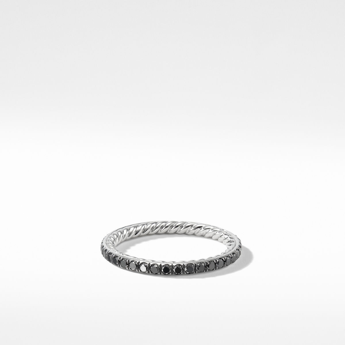 David Yurman Eden Band Ring in Platinum with Pave Black Diamonds | 1.85mm | Size 8 883932986488
