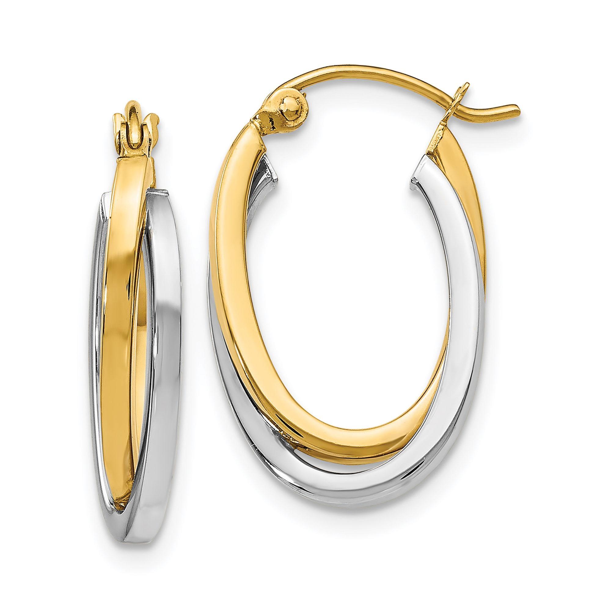 Two-Tone Polished Oval Twist Hoop Earrings | 6x20mm 883957024356