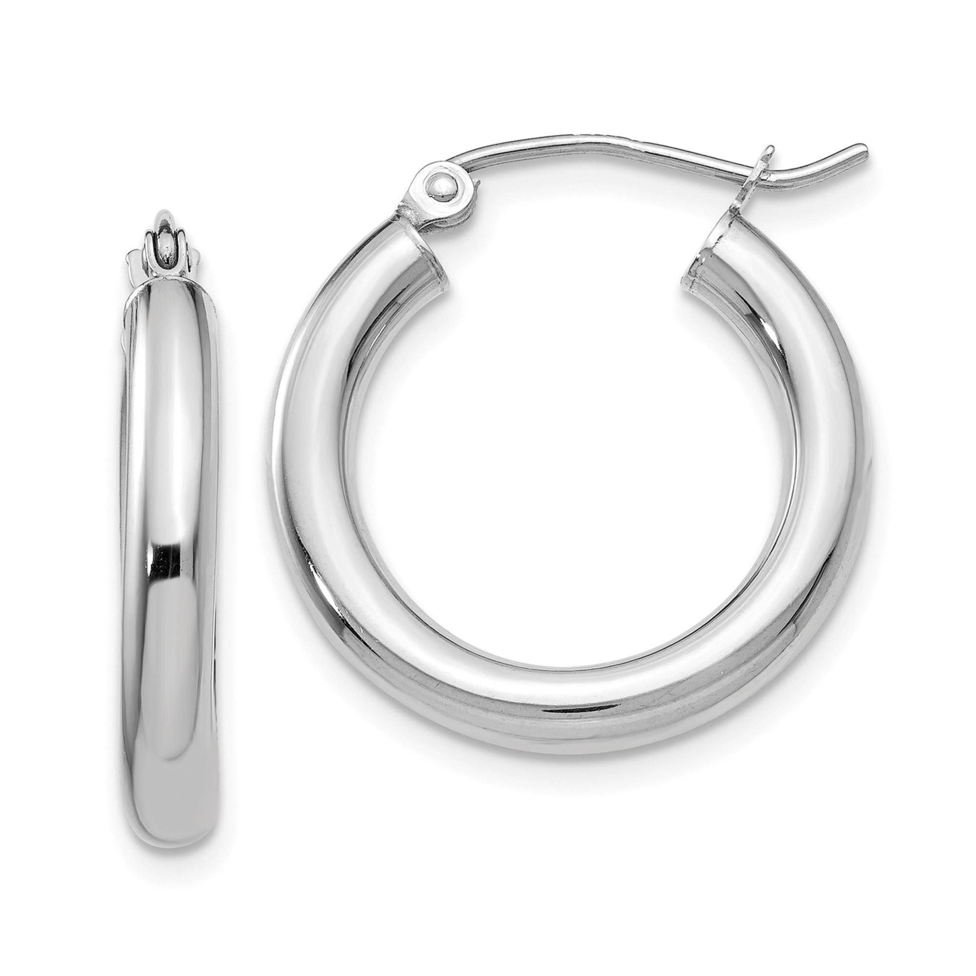 White Gold Lightweight Tube Hoop Earrings, 20x3mm 883957286327