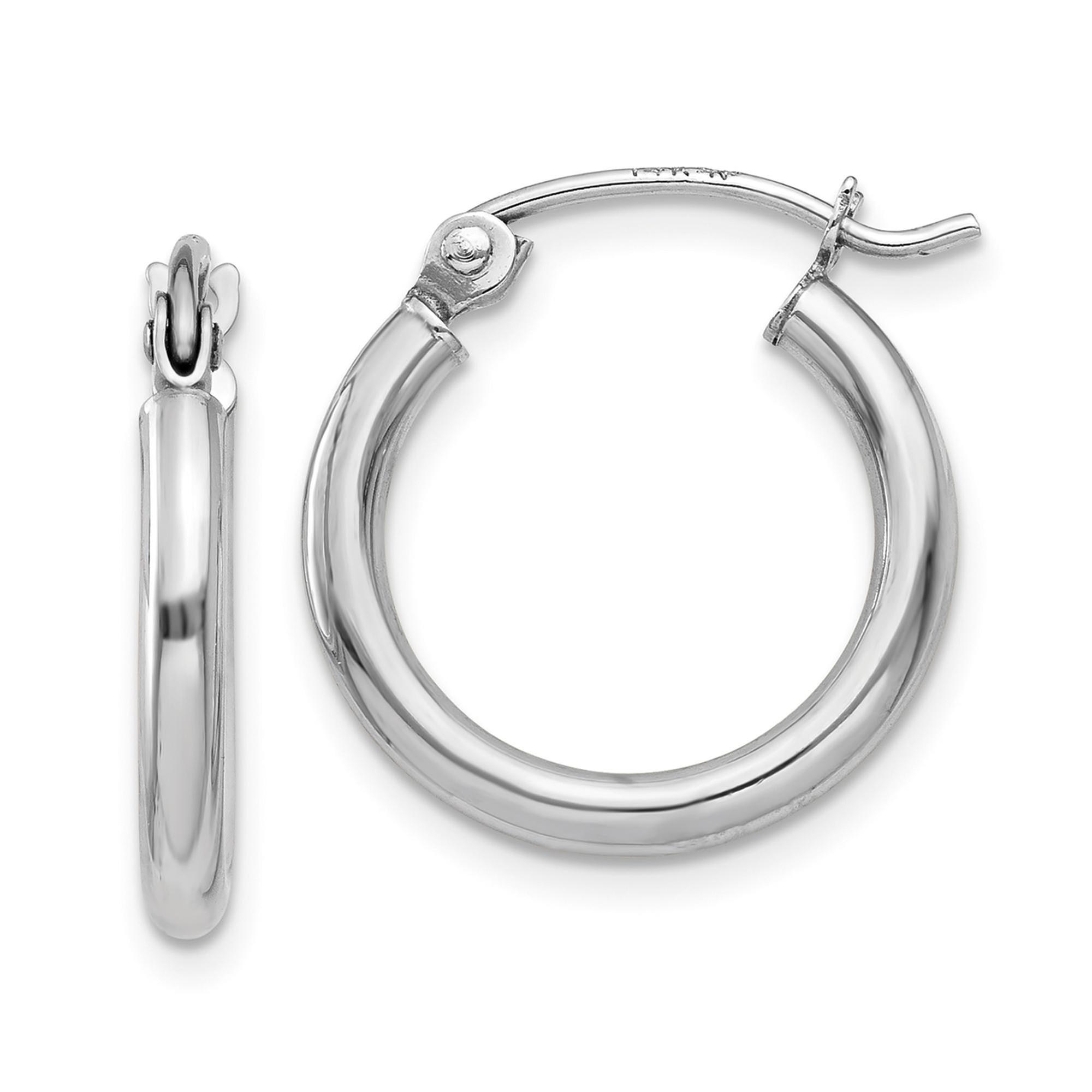White Gold Lightweight Tube Hoop Earrings, 15x2mm 883957286426
