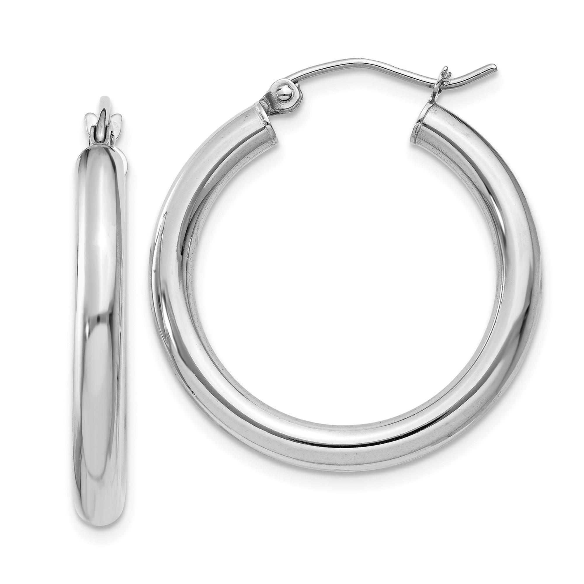 White Gold Lightweight Tube Hoop Earrings, 25x3mm 883957286839
