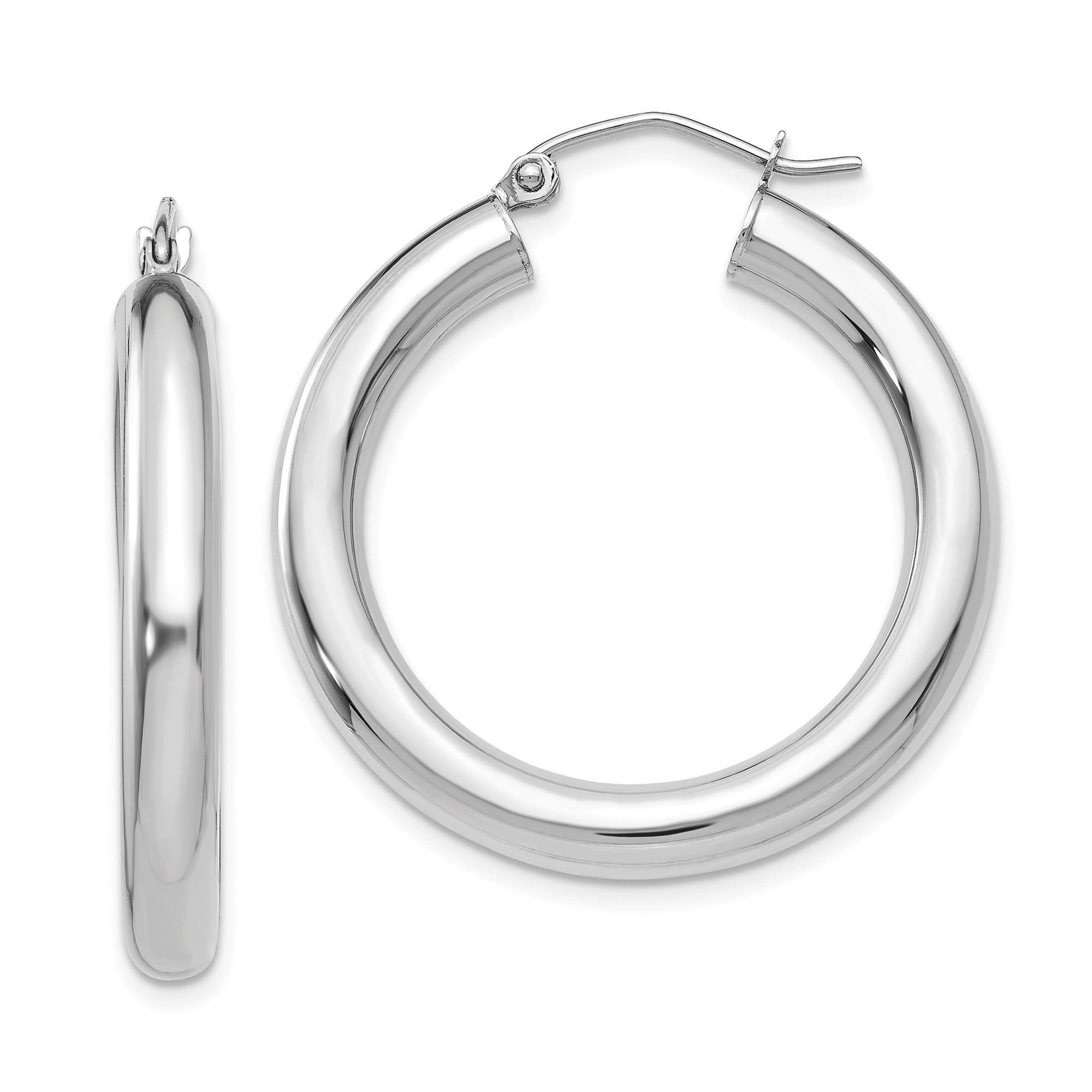 White Gold Lightweight Tube Hoop Earrings, 30x4mm 883957287034