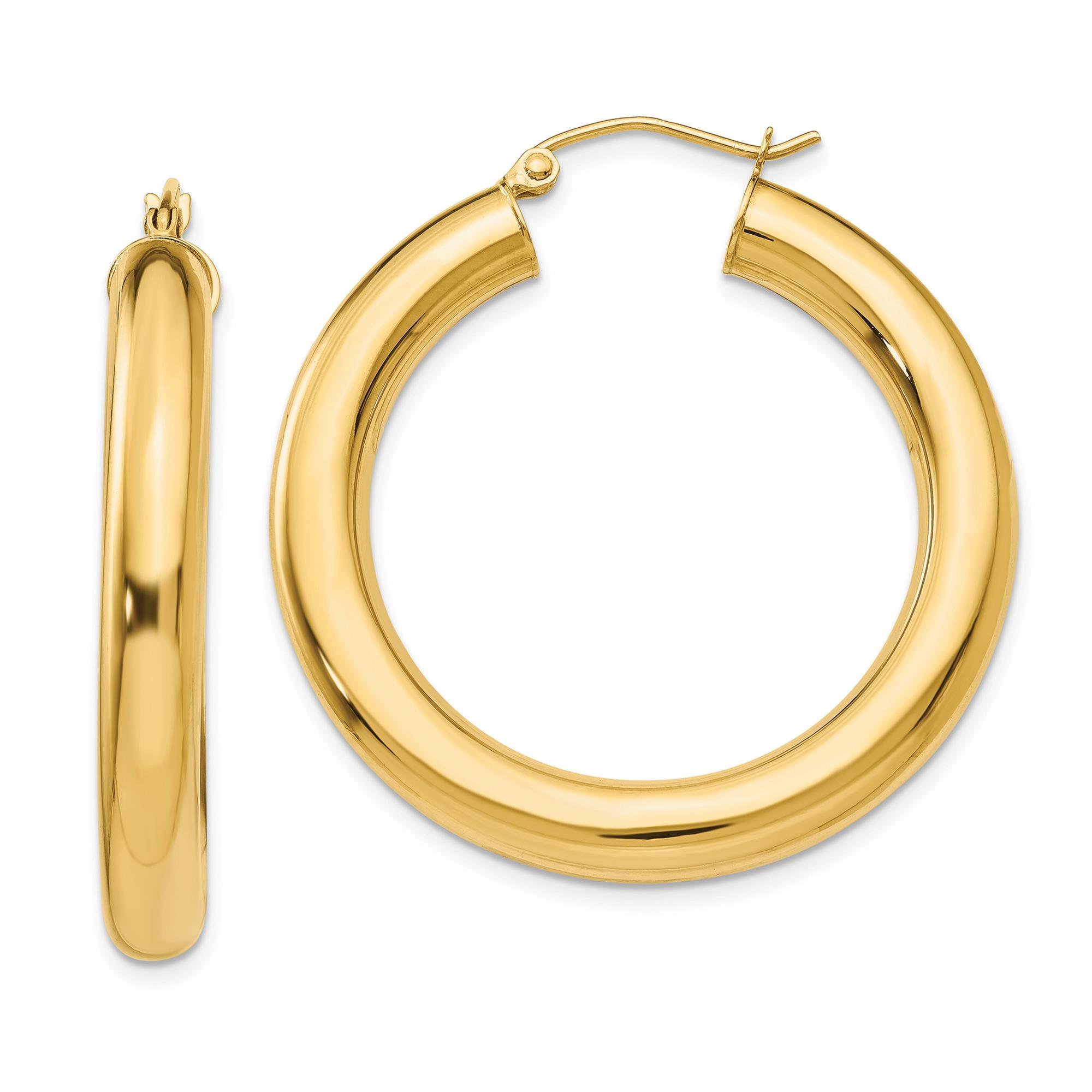 Yellow Gold Lightweight Hoop Earrings, 35x5mm 883957288291