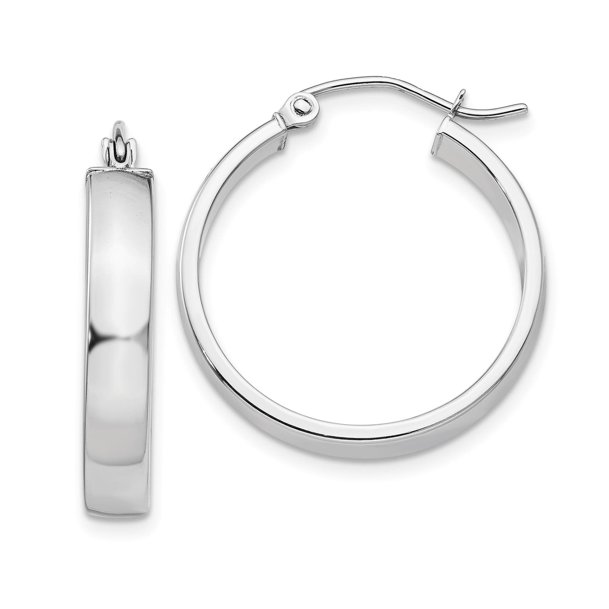White Gold Polished Tube Hoop Earrings, 25x4mm 883957291031