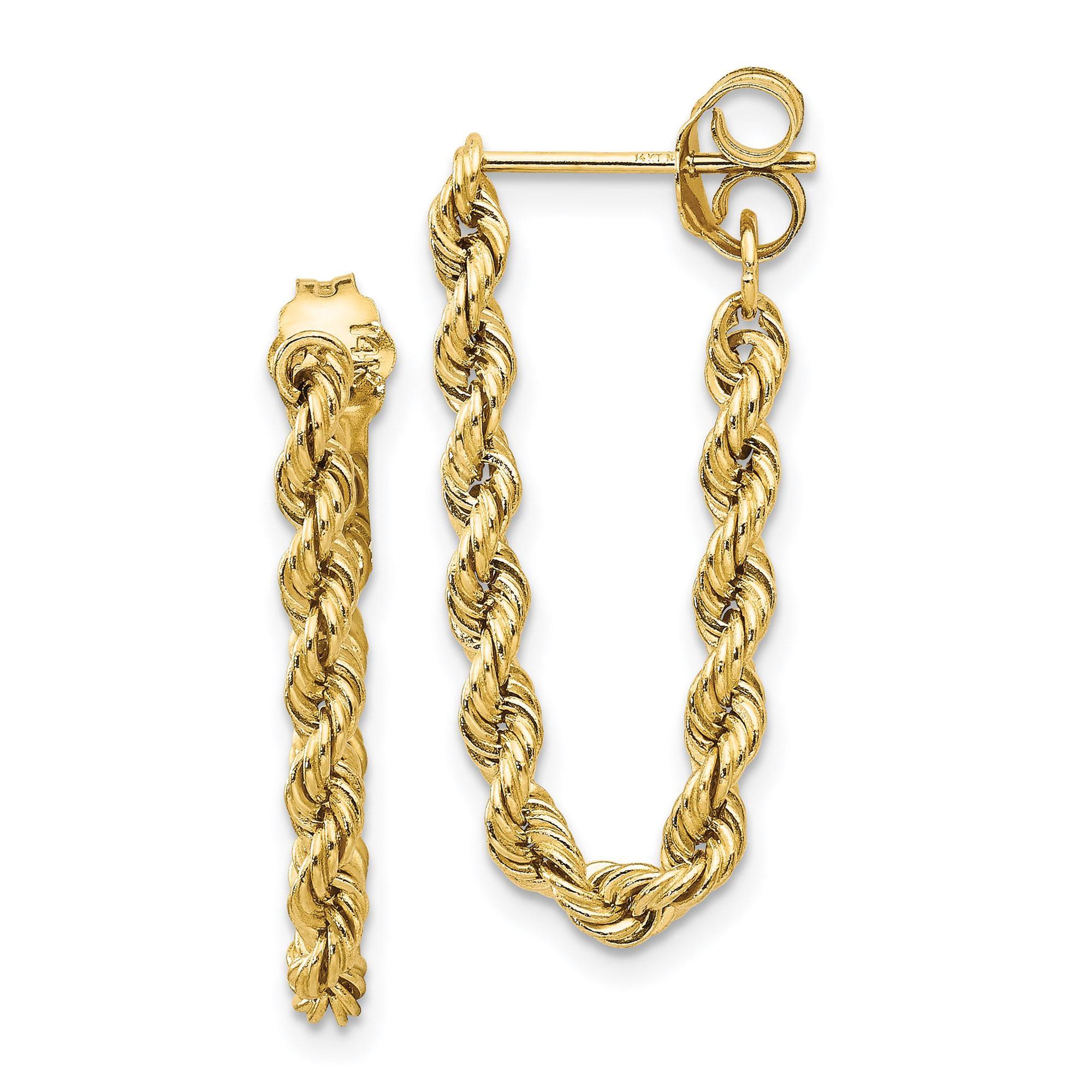 Yellow Gold Hollow Rope Earrings 886774562568