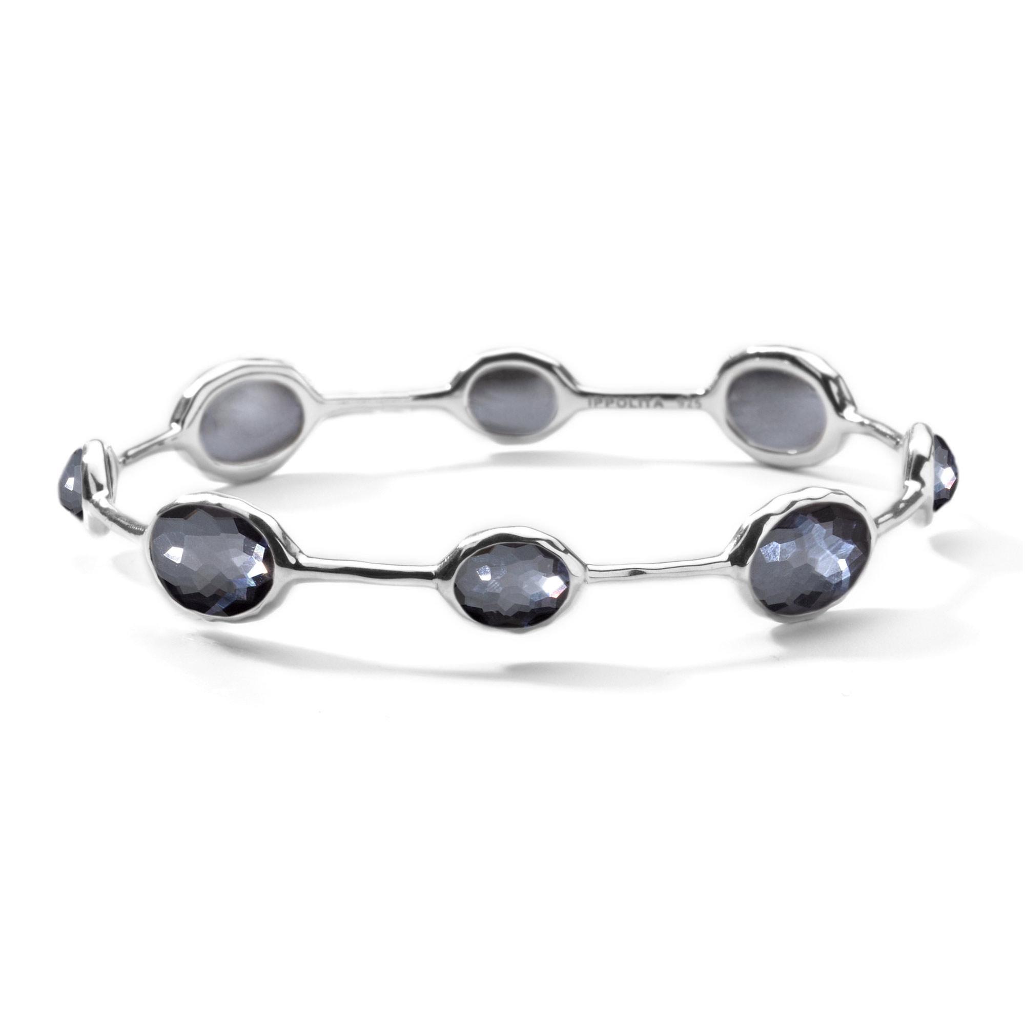 IPPOLITA Silver Eight-Stone Bangle Bracelet in Hematite Doublet - ROCK CANDY 886969137427