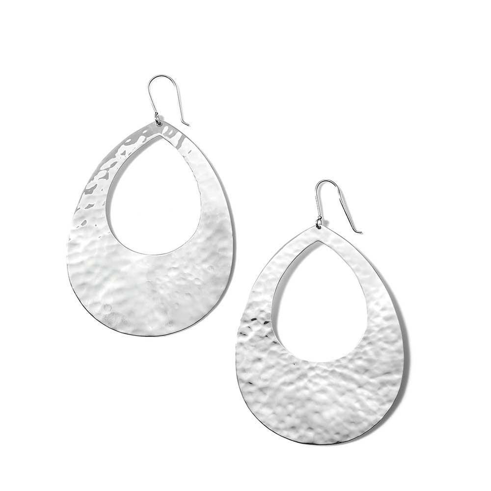 IPPOLITA Crinkle Hammered Large Open Teardrop Earrings in Sterling Silver - CLASSICO 886969509965