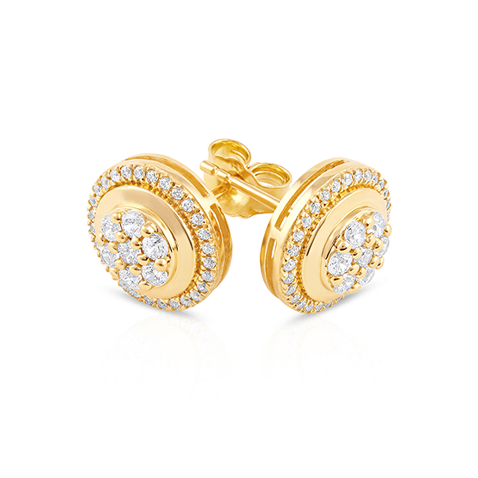 1/2ctw Diamond Cluster Yellow Gold Stud Earrings 889884697847