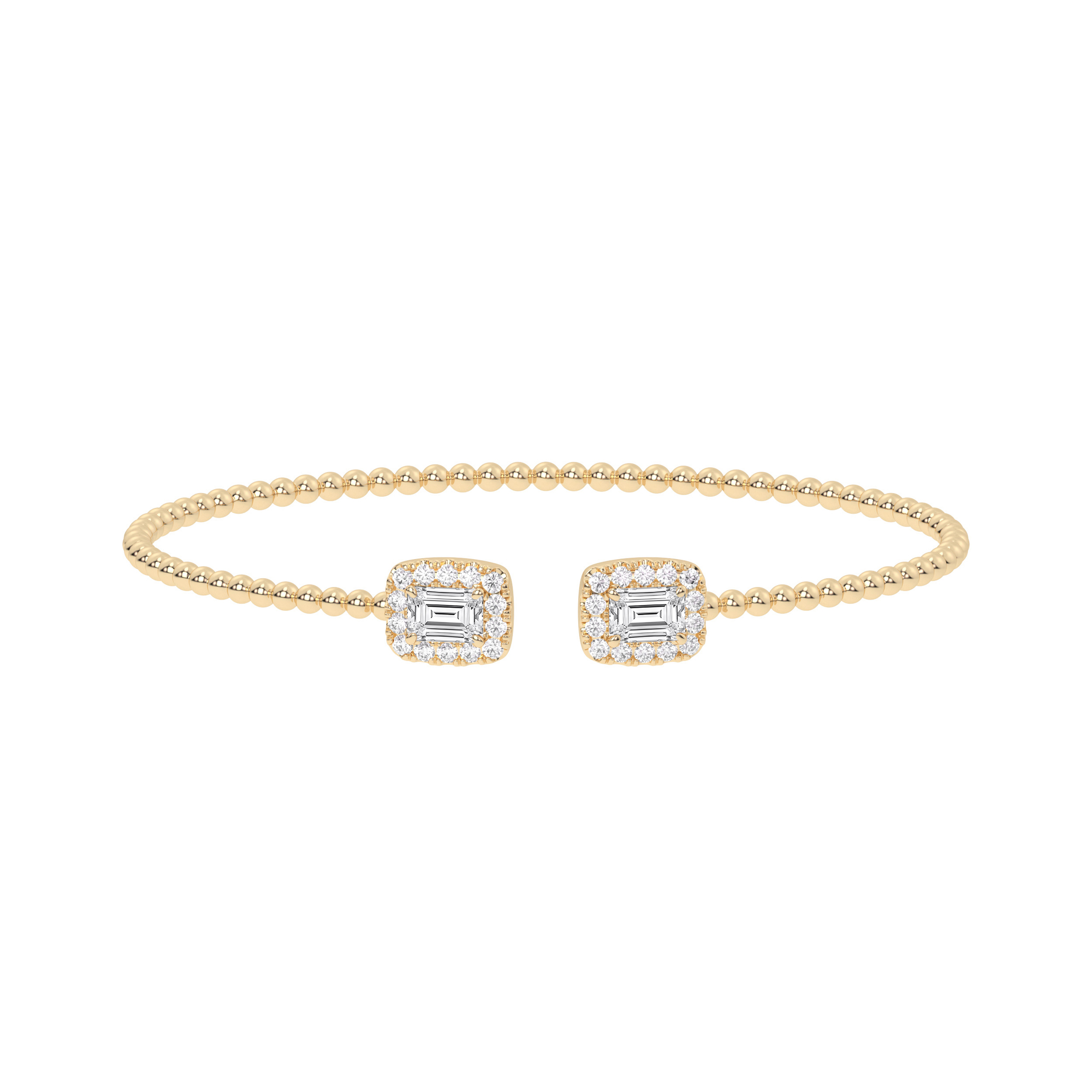 1 1/2ctw Emerald-Shaped Lab Grown Diamond Yellow Gold Beaded Bracelet 