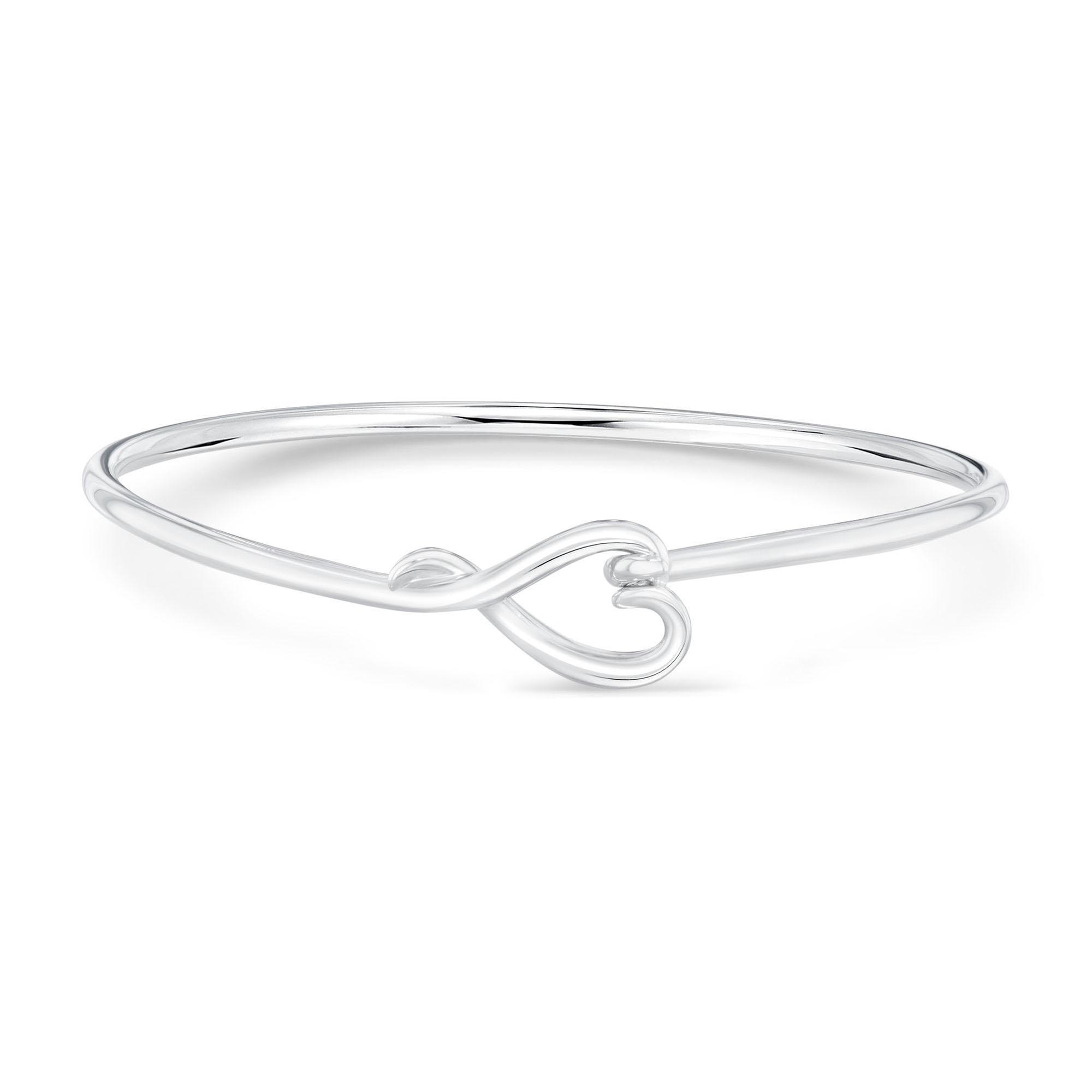 Sterling Silver Heart Bangle Bracelet 
