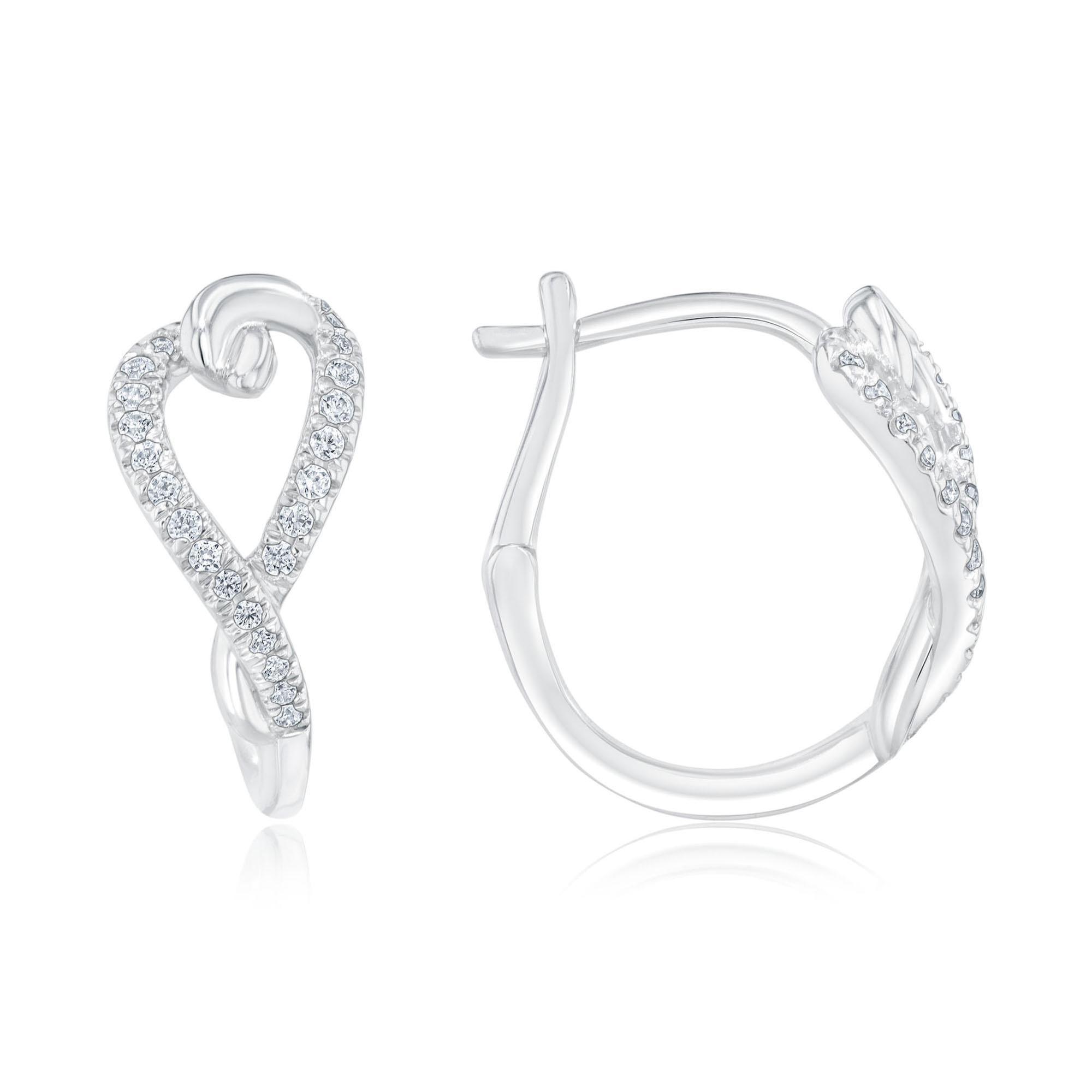 1/4ctw Diamond Sterling Silver Huggie Hoop Earrings 