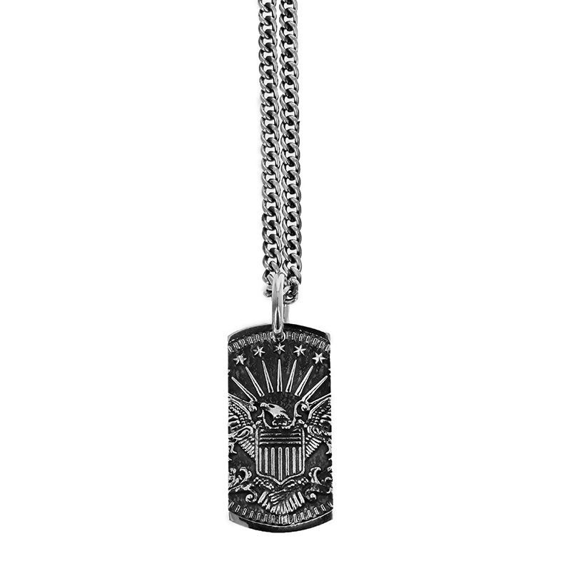 King Baby Eagle Dog Tag Sterling Silver Pendant Necklace | 24 Inches 